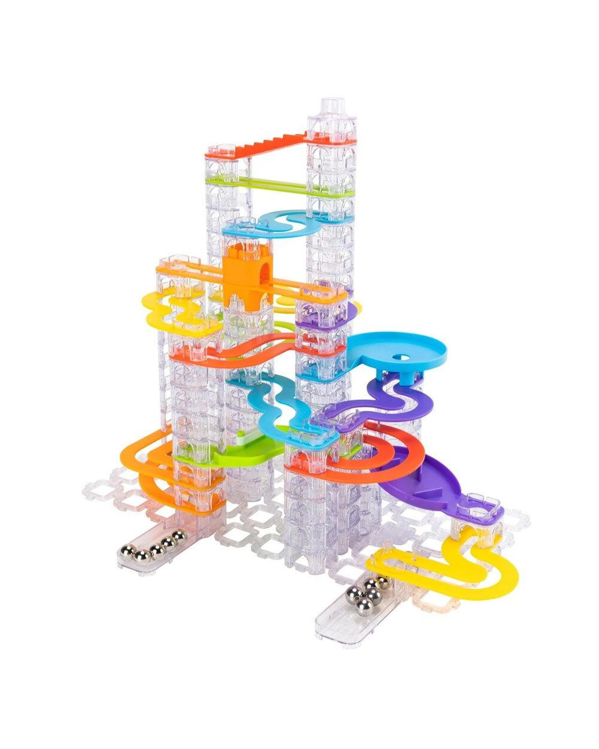 1 Fat Brain Toy Co 124pc Trestle Tracks Marble Run Builder New Deluxe Set 8y, 1 of 5