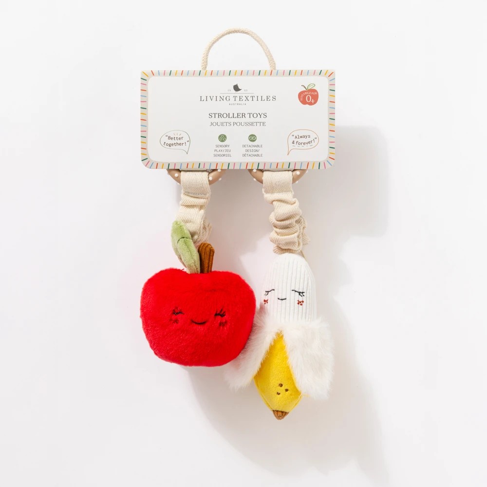 4 Living Textiles - Mini Market Plush Stroller Toys 2pk - Apple & Banana - Assorted, 4 of 4