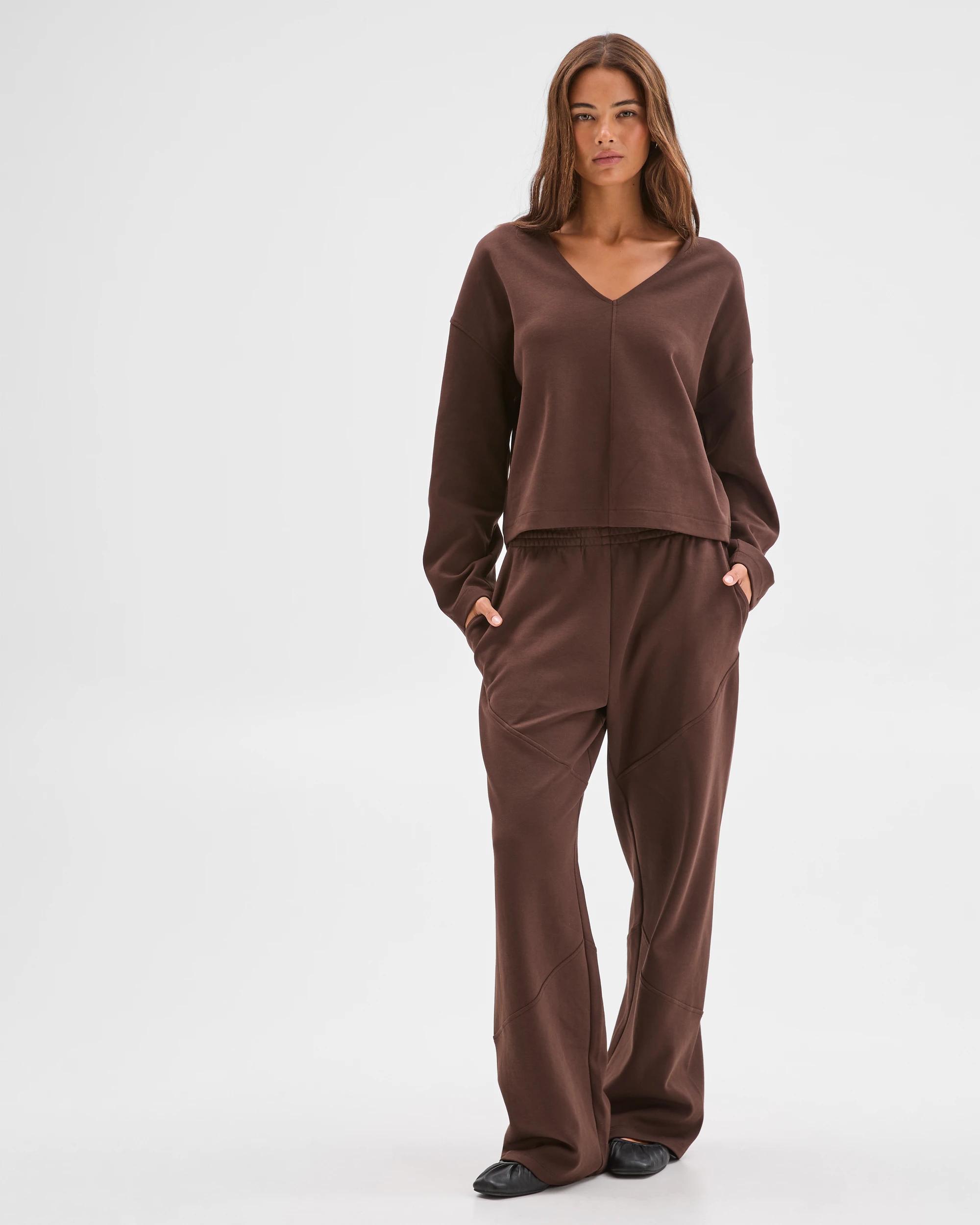 2 Lily Loves Australian Cotton Blend V-Neck Jumper COFFEE BEAN, 2 of 6