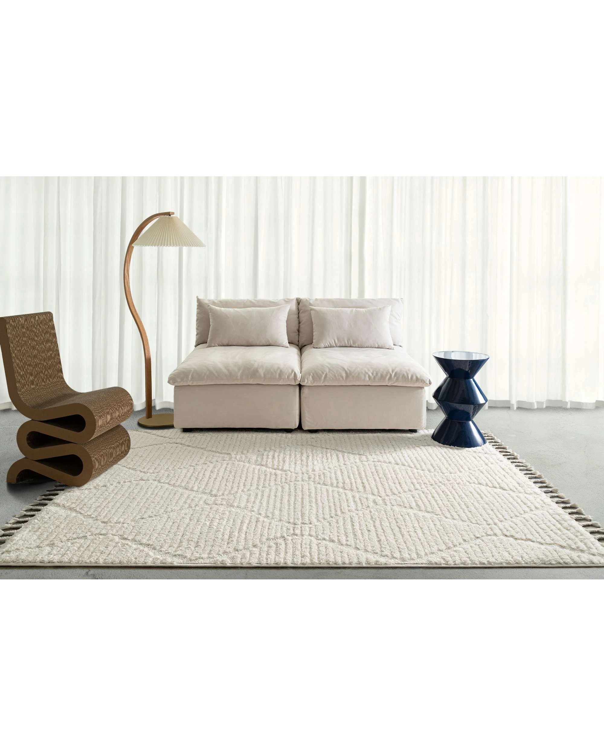 2 Loopsie Monetta Diamond Rug-290cm x 200cm - White, 2 of 7