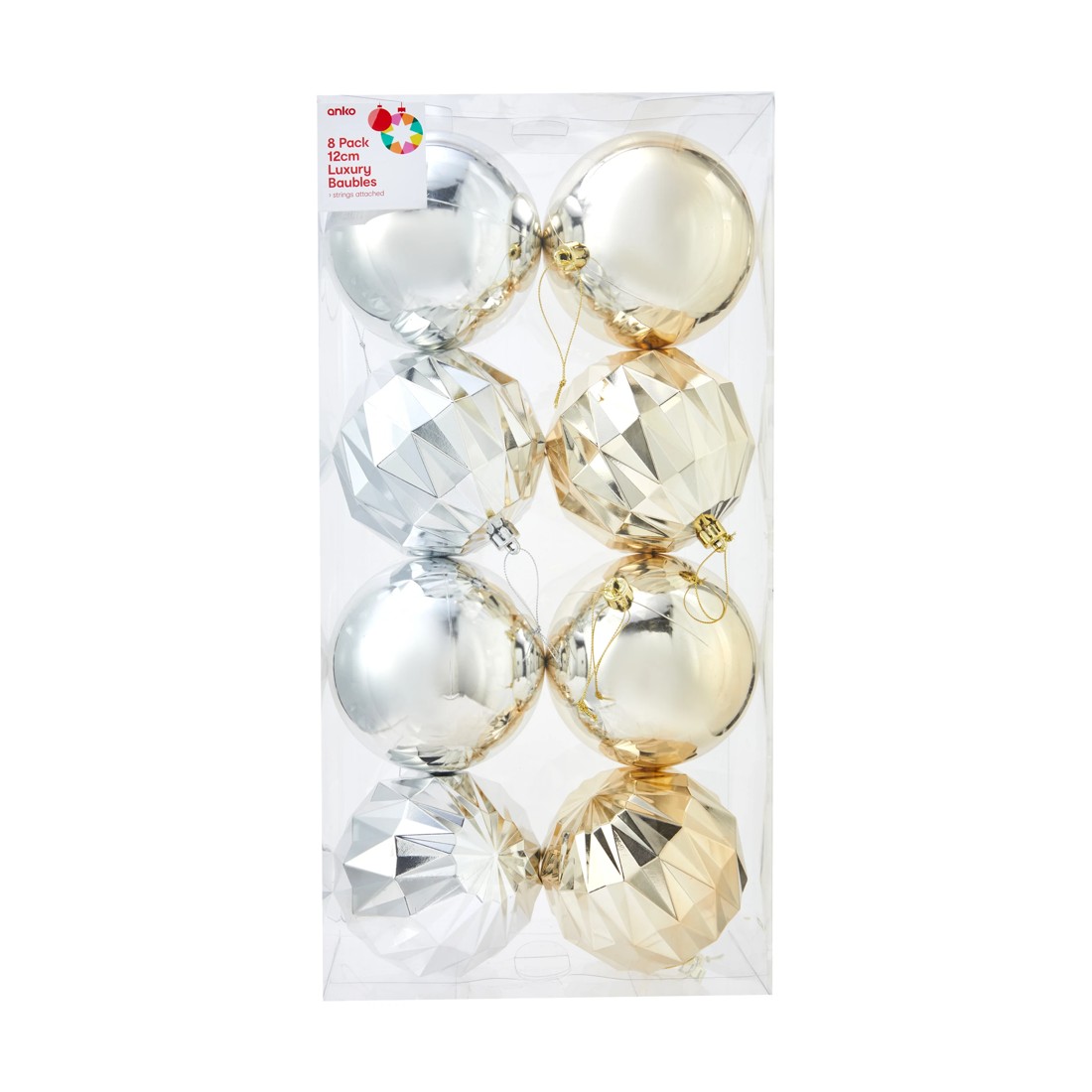 8 8 Pack 12cm Luxury Baubles, 8 of 8