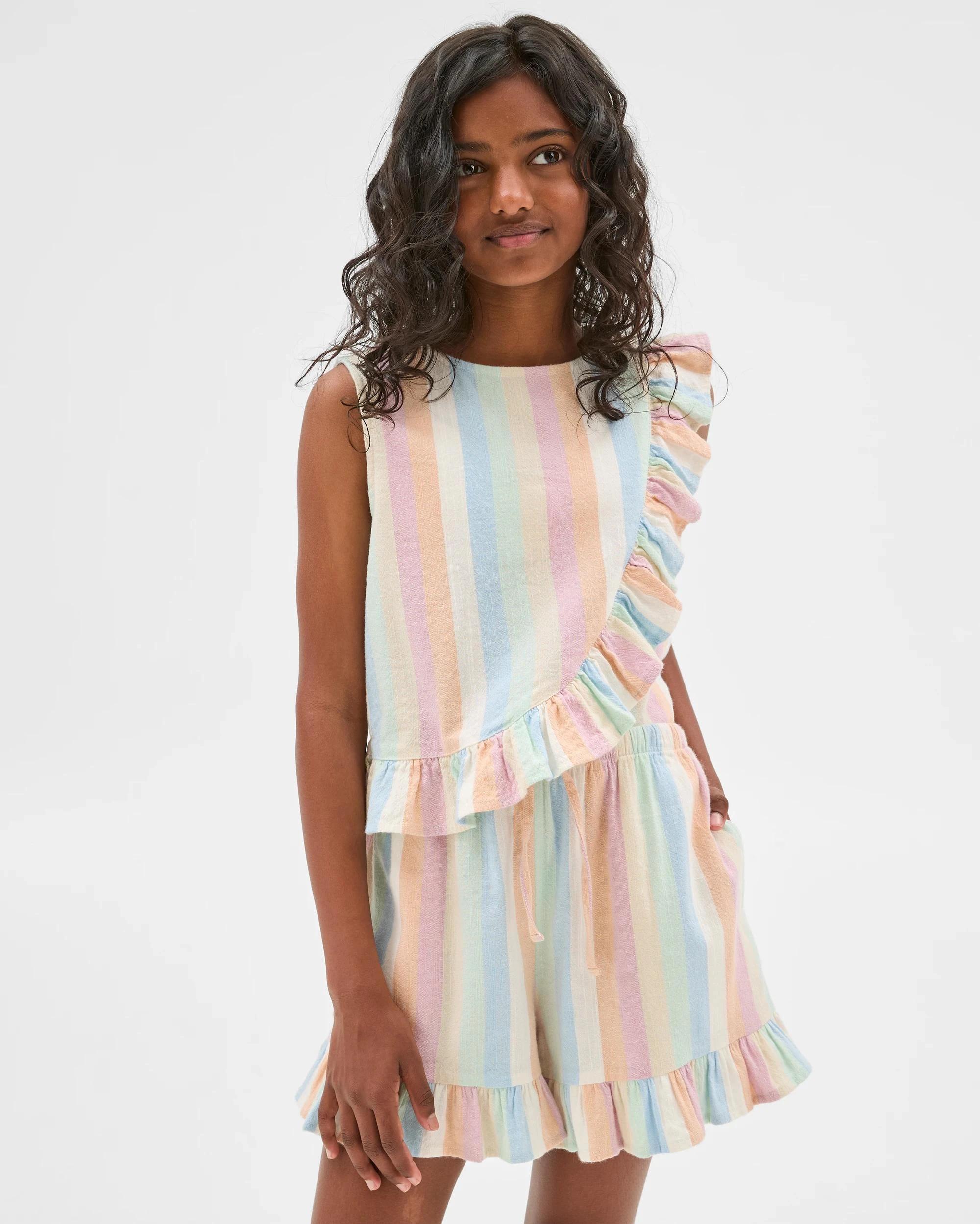 3 Target Woven Frill Hem Shorts MULTI STRIPE, 3 of 7