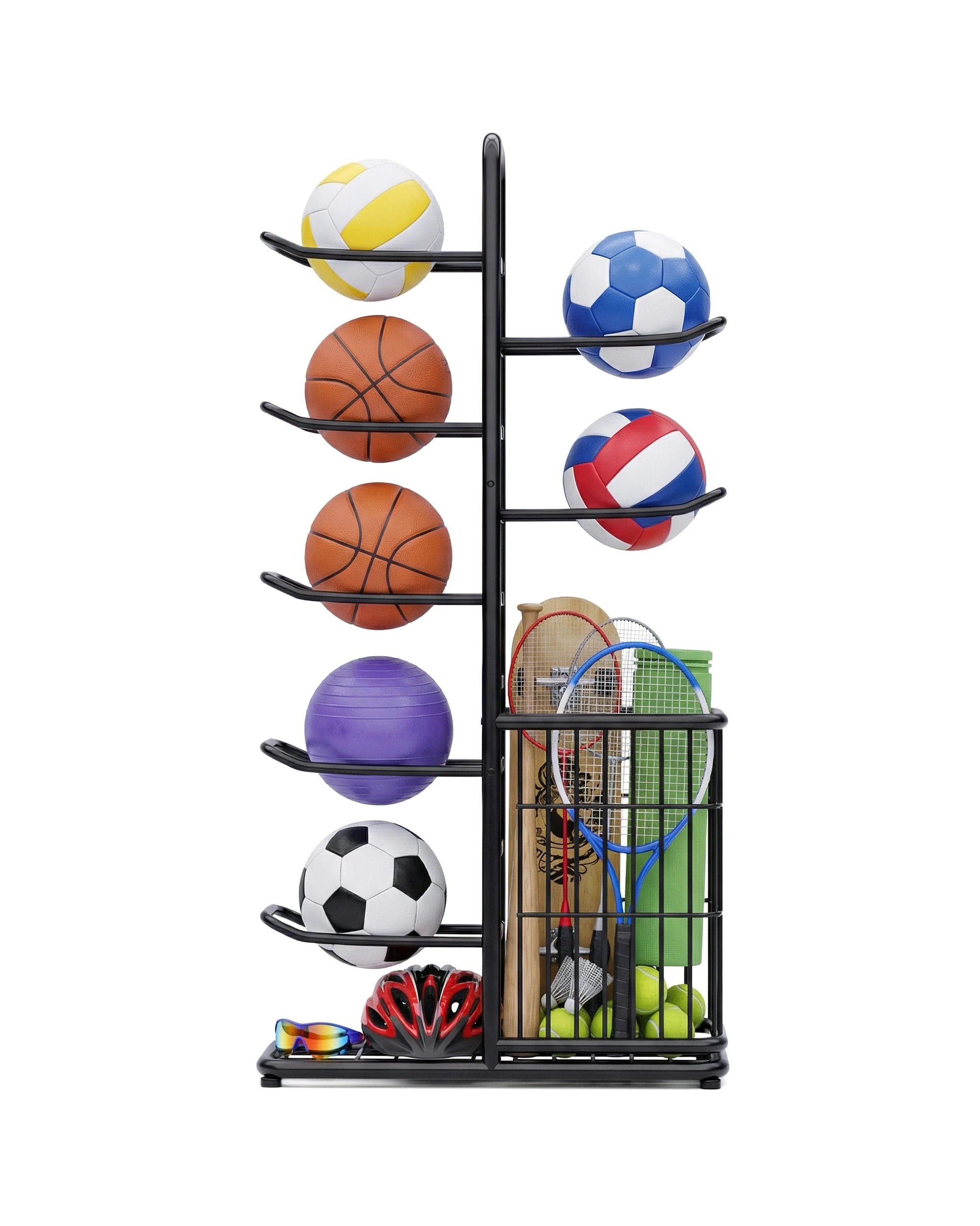 2 Advwin 7-Tier Sports Ball Storage Rack - Black, 2 of 4