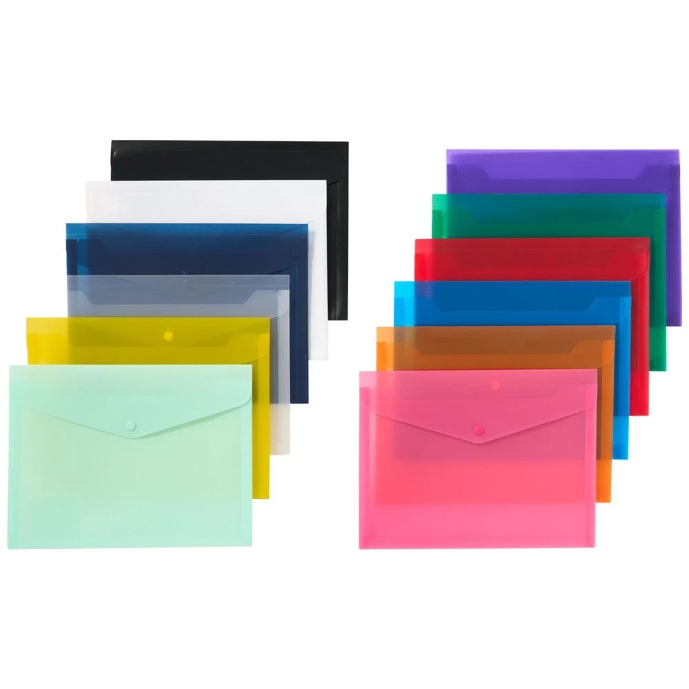 2 J.Burrows A4 Button Document Wallet Black, 2 of 5