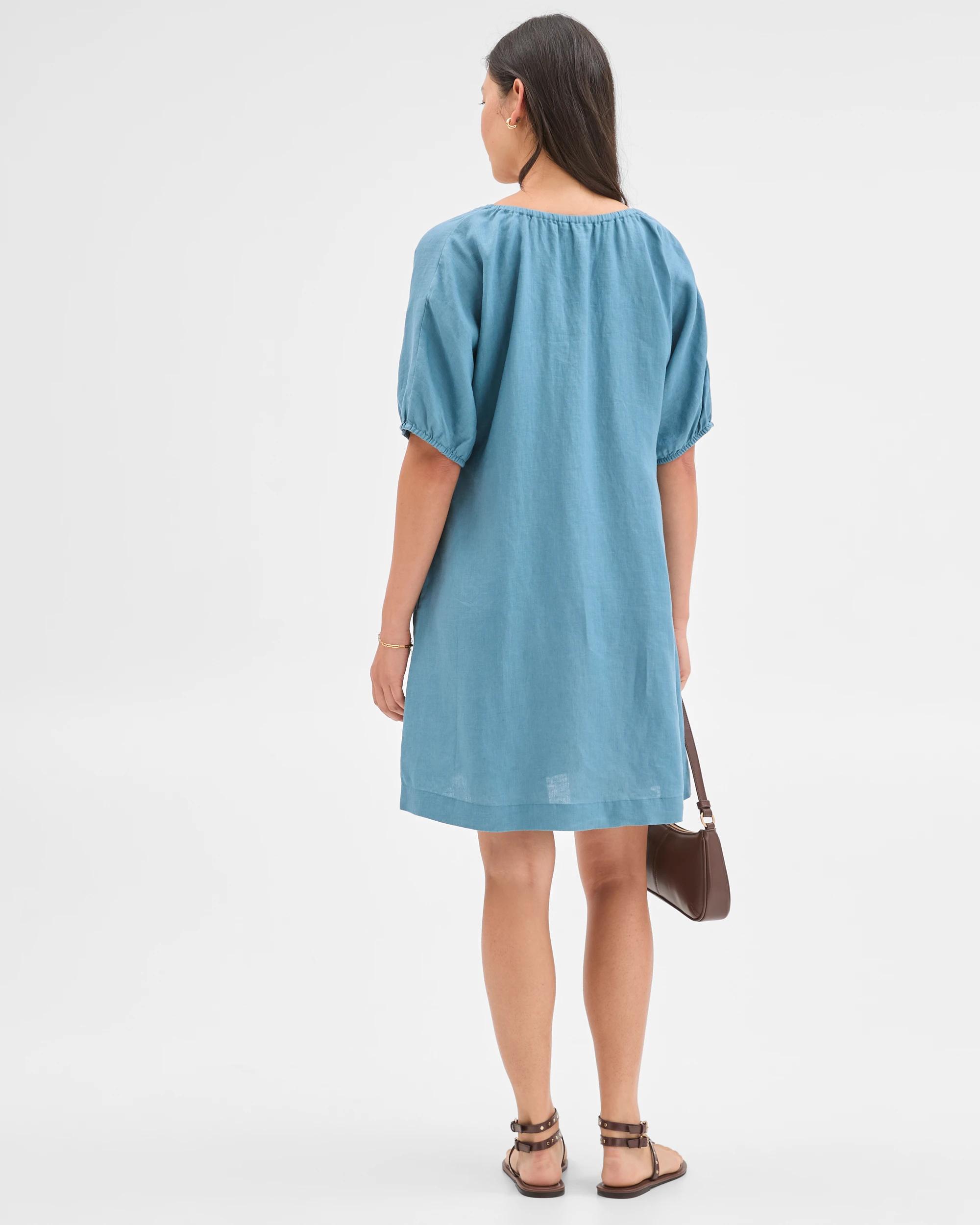 5 Target Woman European Linen Tie Mini Dress SEA TEAL, 5 of 5