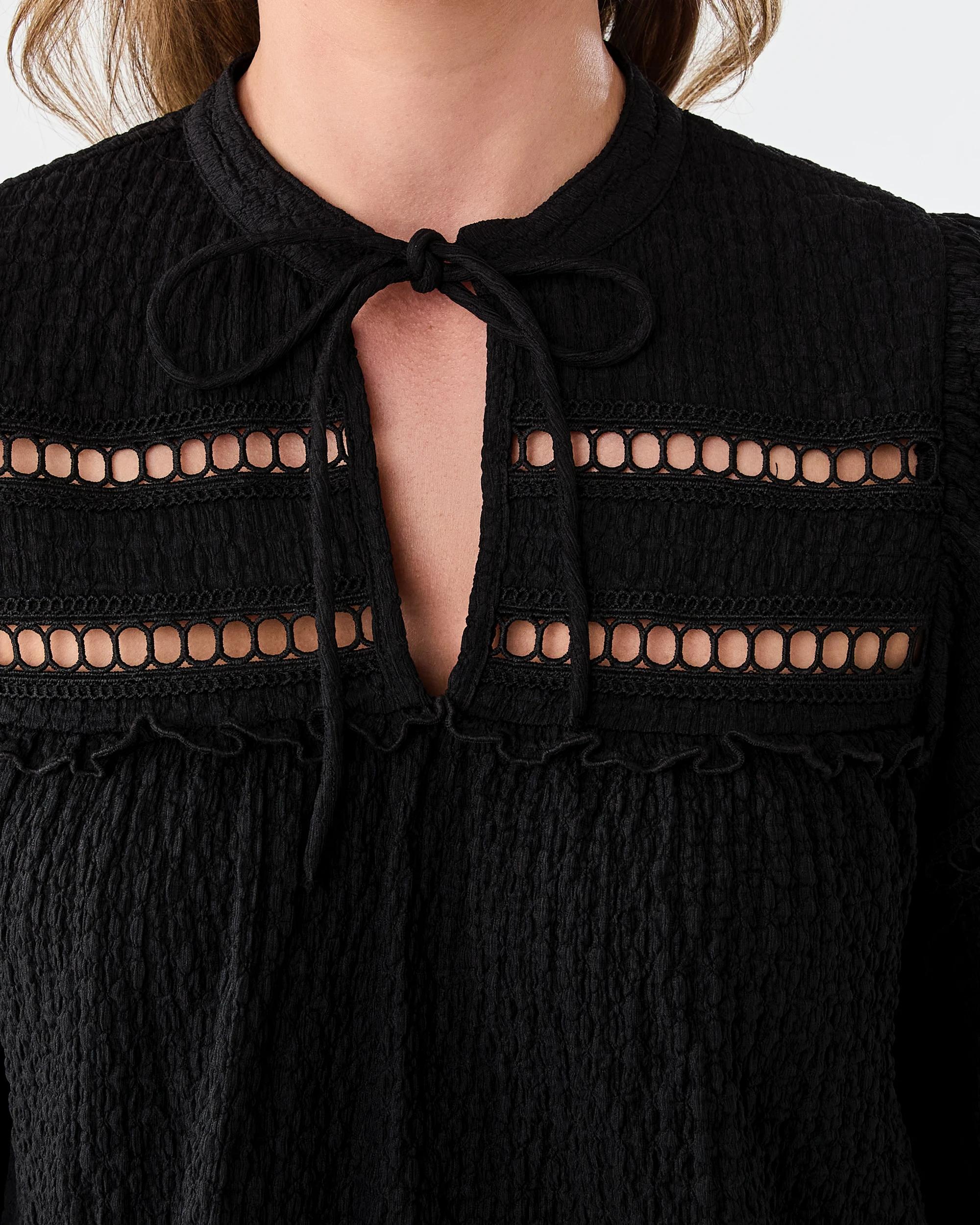 5 Long Sleeve Ruffle Detail Top Black, 5 of 8