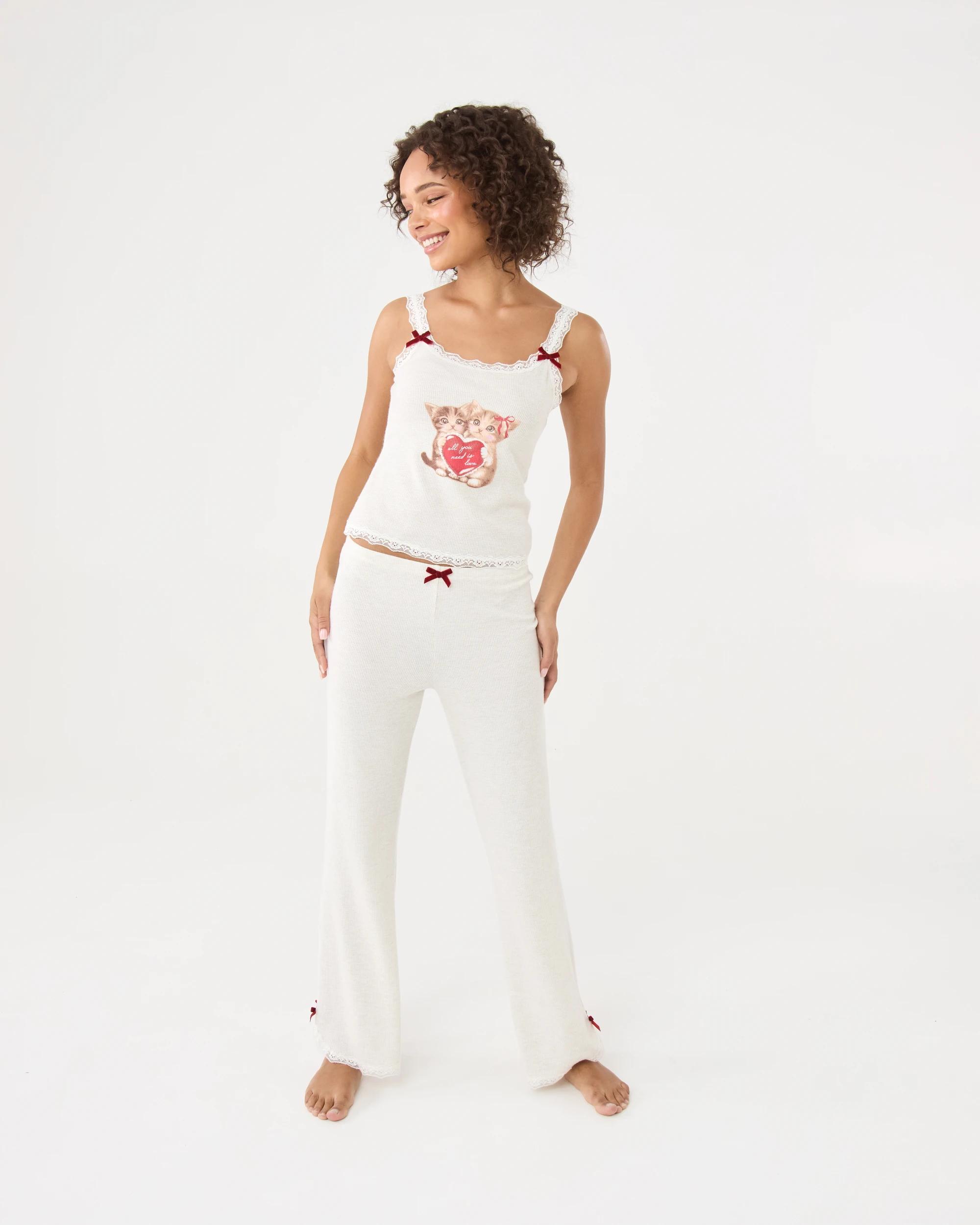 2 Lace Trim Waffle Pants Marled Oat, 2 of 6