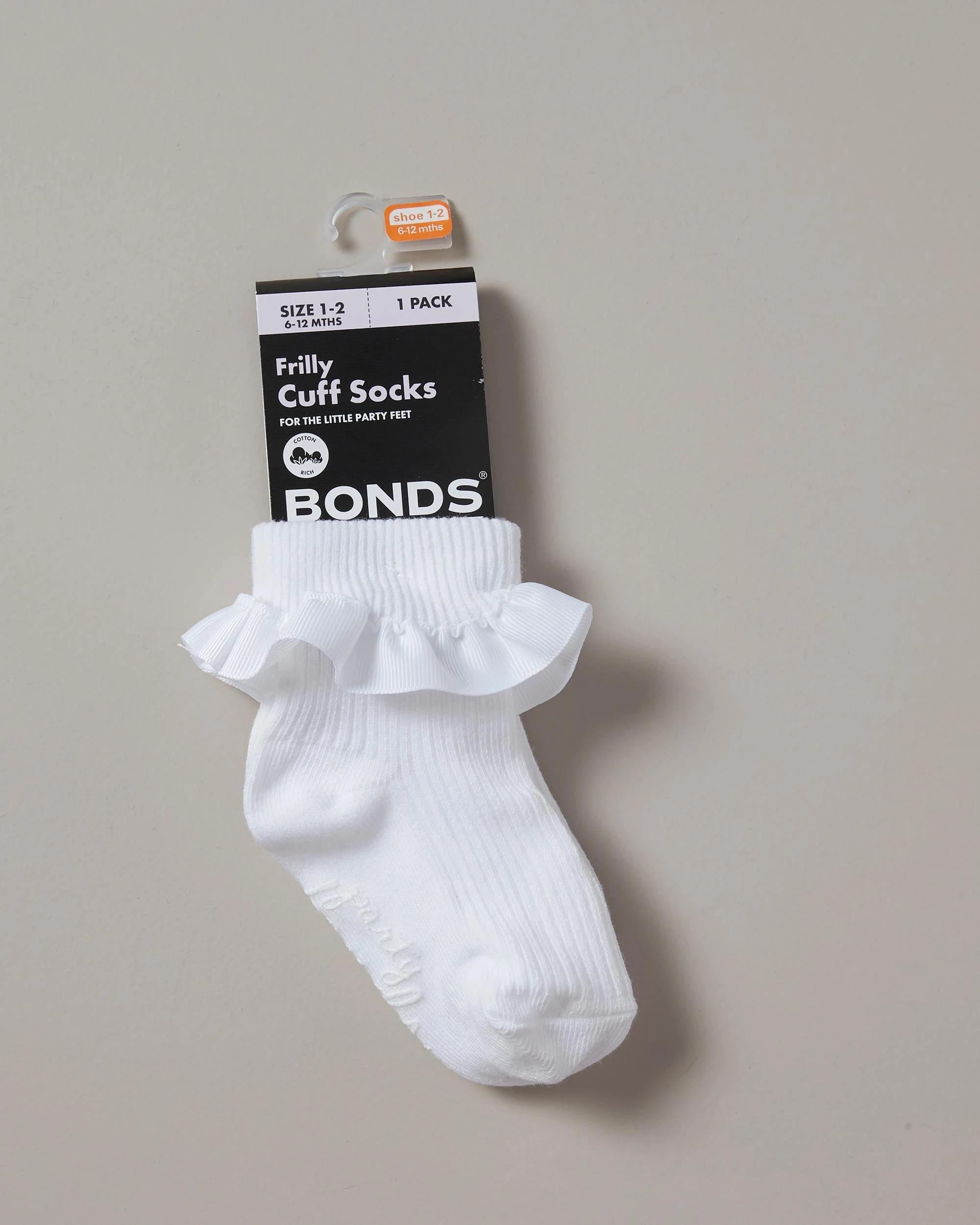 2 Bonds Baby Frilly Cuff Socks WHITE, 2 of 2