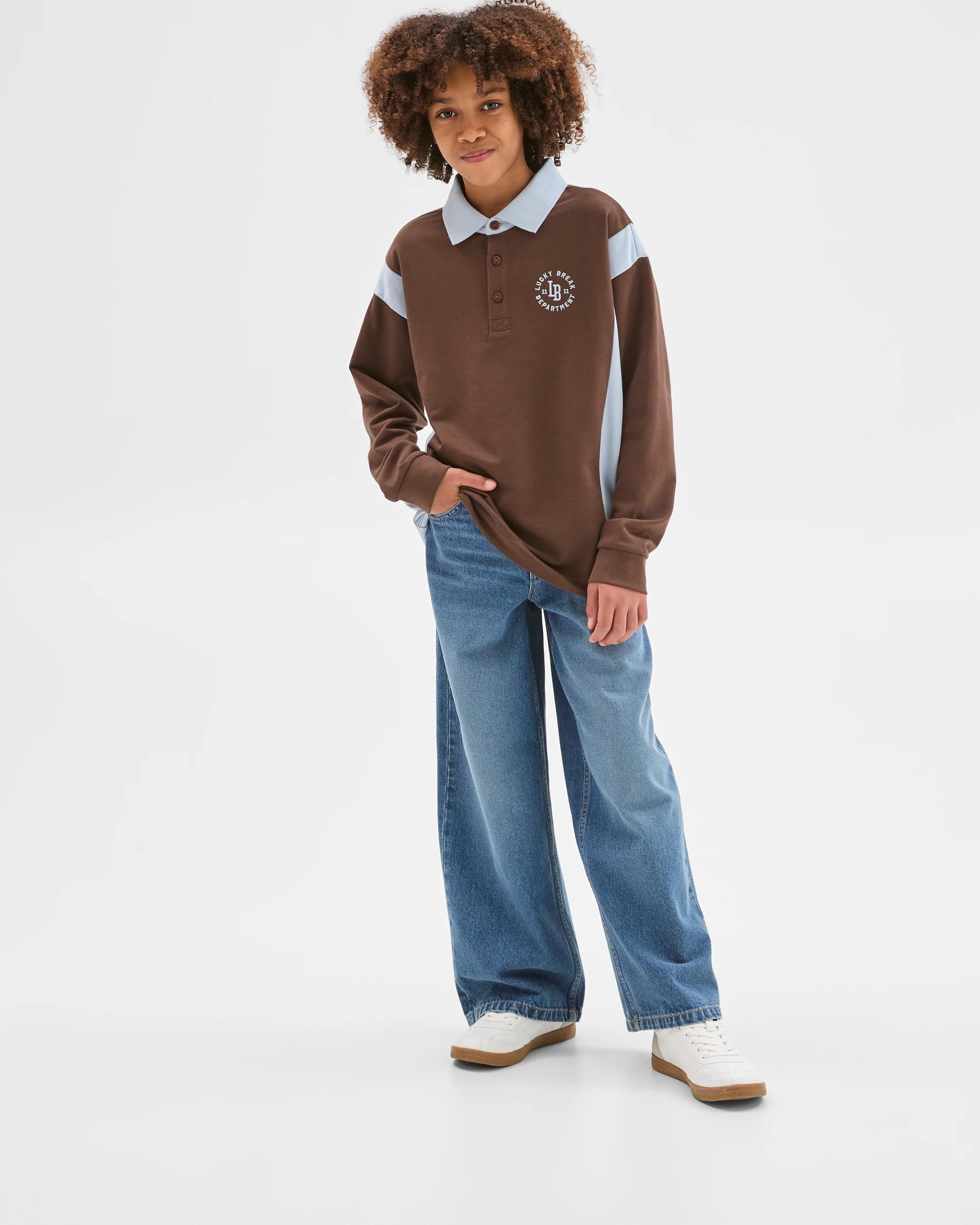 2 Target Kids Australian Cotton Long Sleeve Panelled Rugby T-Shirt , 2 of 6