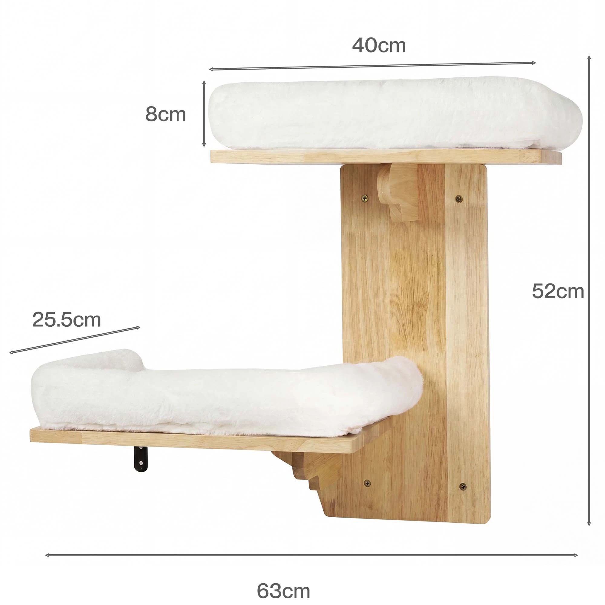 3 Pawz Cat Wall Shelves 2 Steps Wide Perch Soft Beds for Large Cats Climbing White, 3 of 8