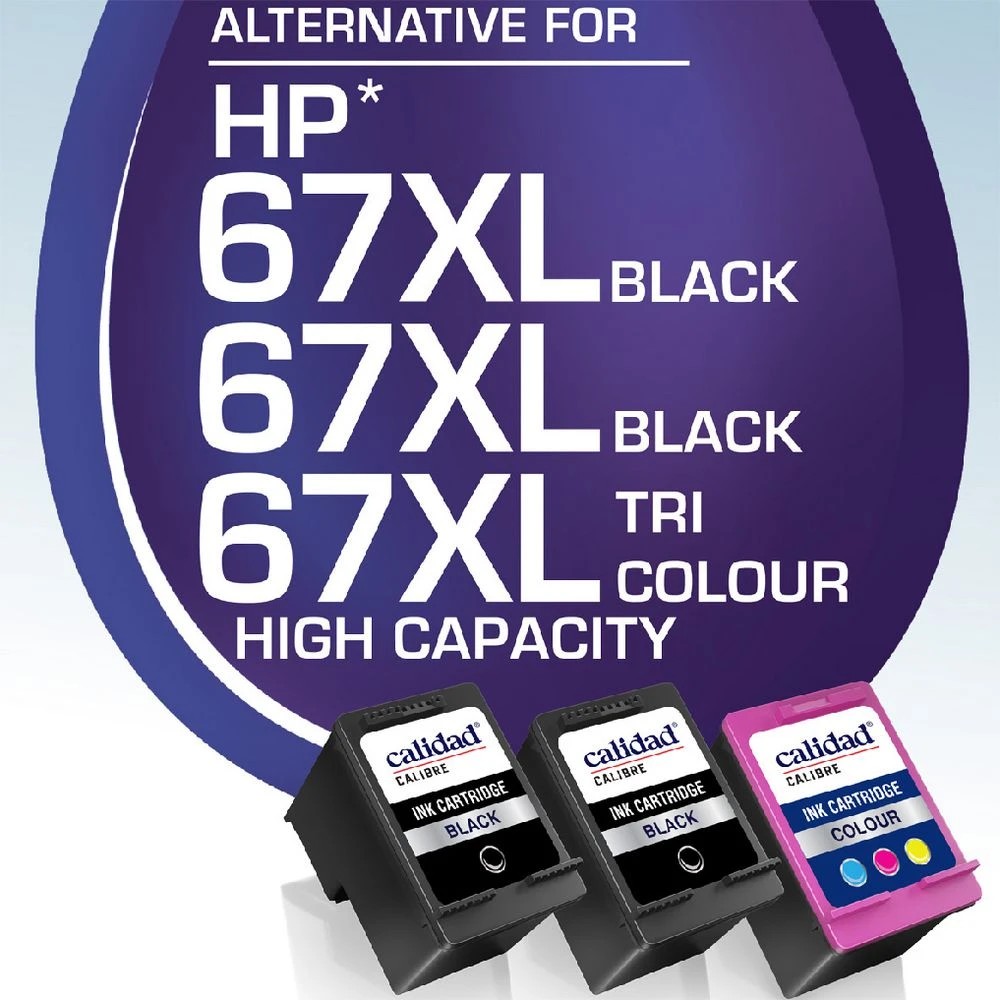 2 Calidad HP 67XL Ink Cartridges Black & Tricolour 3 Pack, 2 of 7