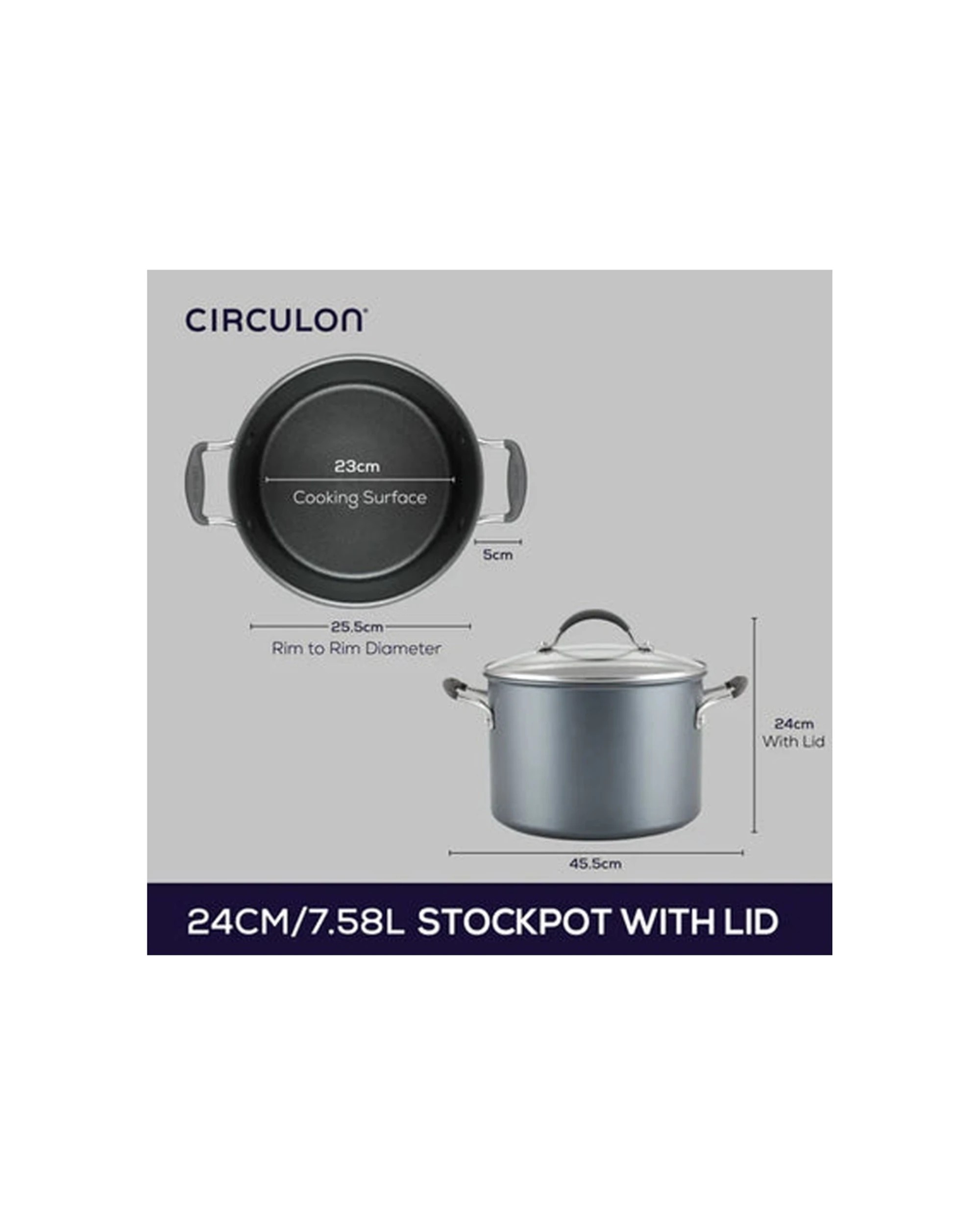 3 Circulon ScratchDefense 24cm 7.6-litre Induction Stockpot with Lid - Plain, 3 of 3