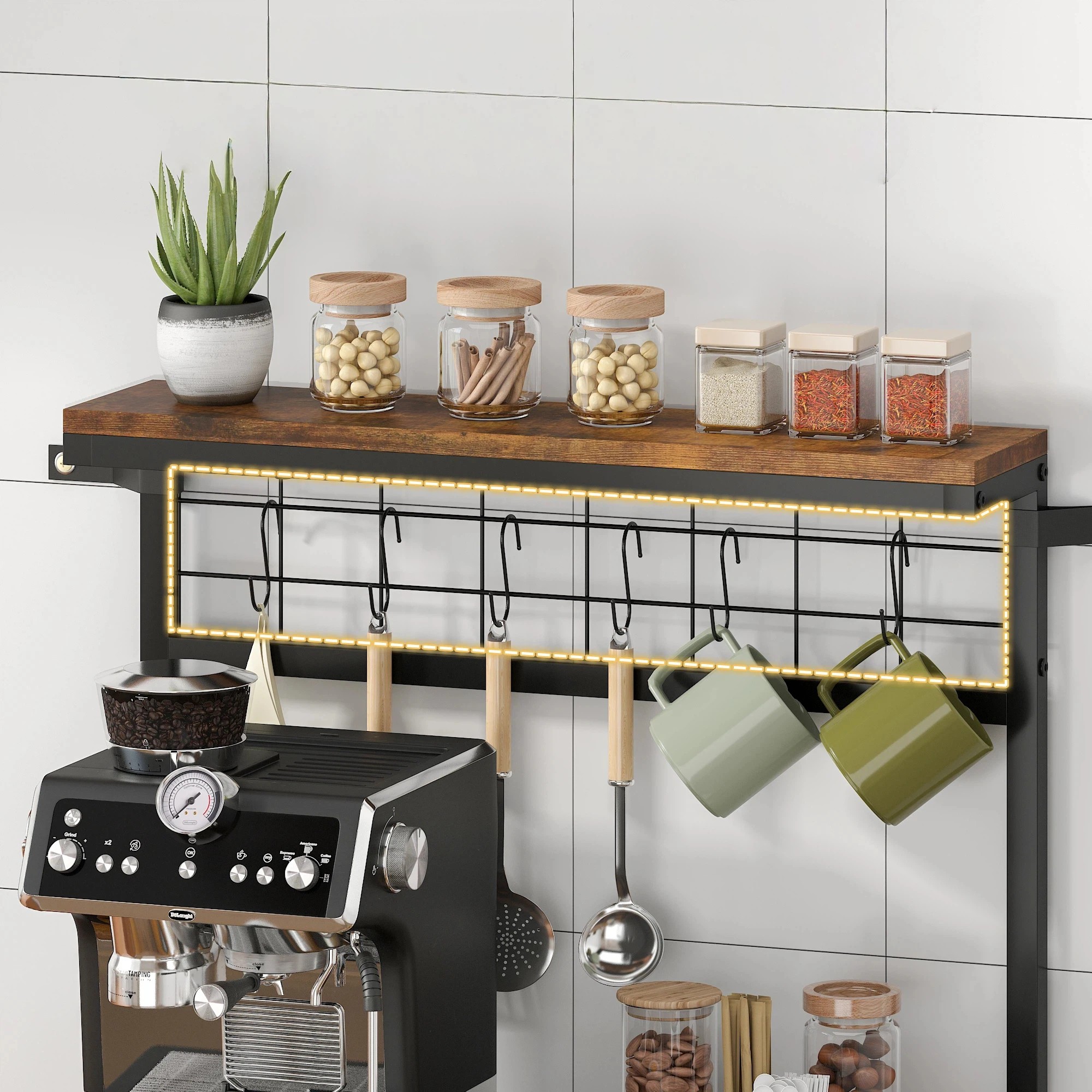 6 Advwin 4 Tiers Kitchen Bakers Rack With Power Outlet 60×40×130cm - Brown, 6 of 9