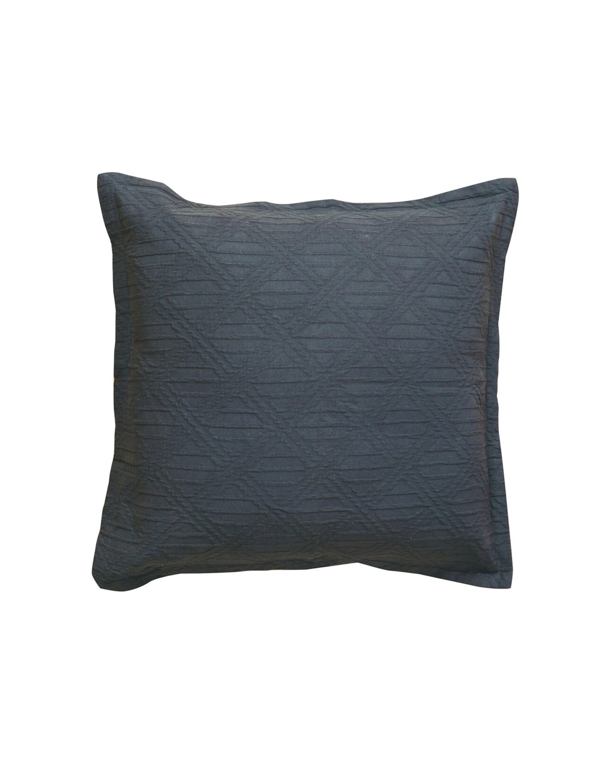 1 Bianca Hallston Square Pre-Washed Cotton Cushion Diamond Design 43x43cm - Black, 1 of 1