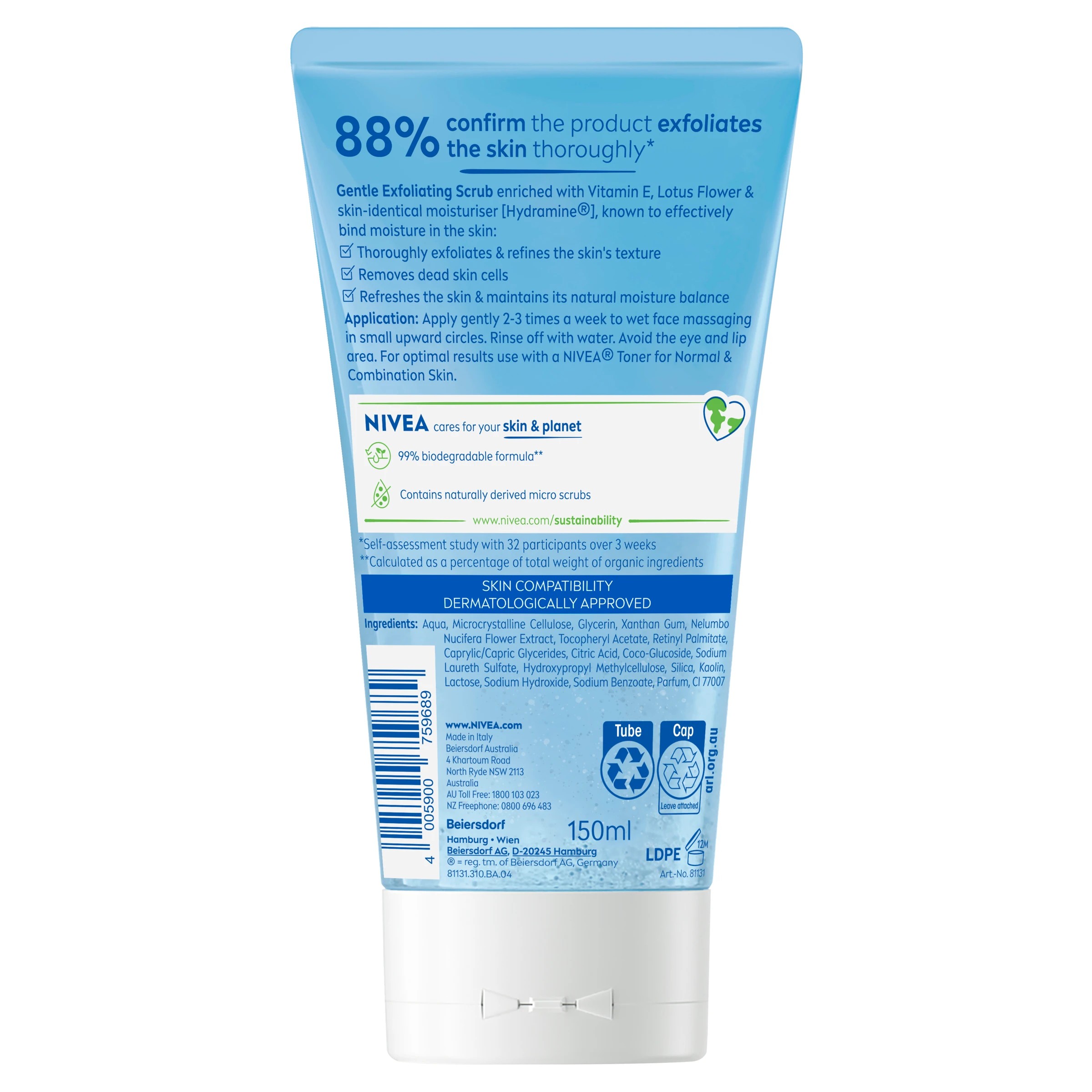 2 Nivea Gentle Exfoliating Scrub 150ml - Lotus Flower, Vitamin E and Hydramine, 2 of 7