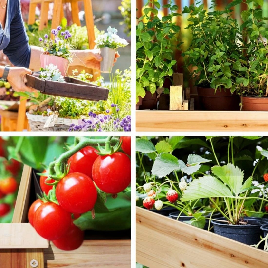 4 Green Fingers Raised Garden Bed 2x Elevated 120x60x80cm Wooden Planter Box Container - Natural, 4 of 6