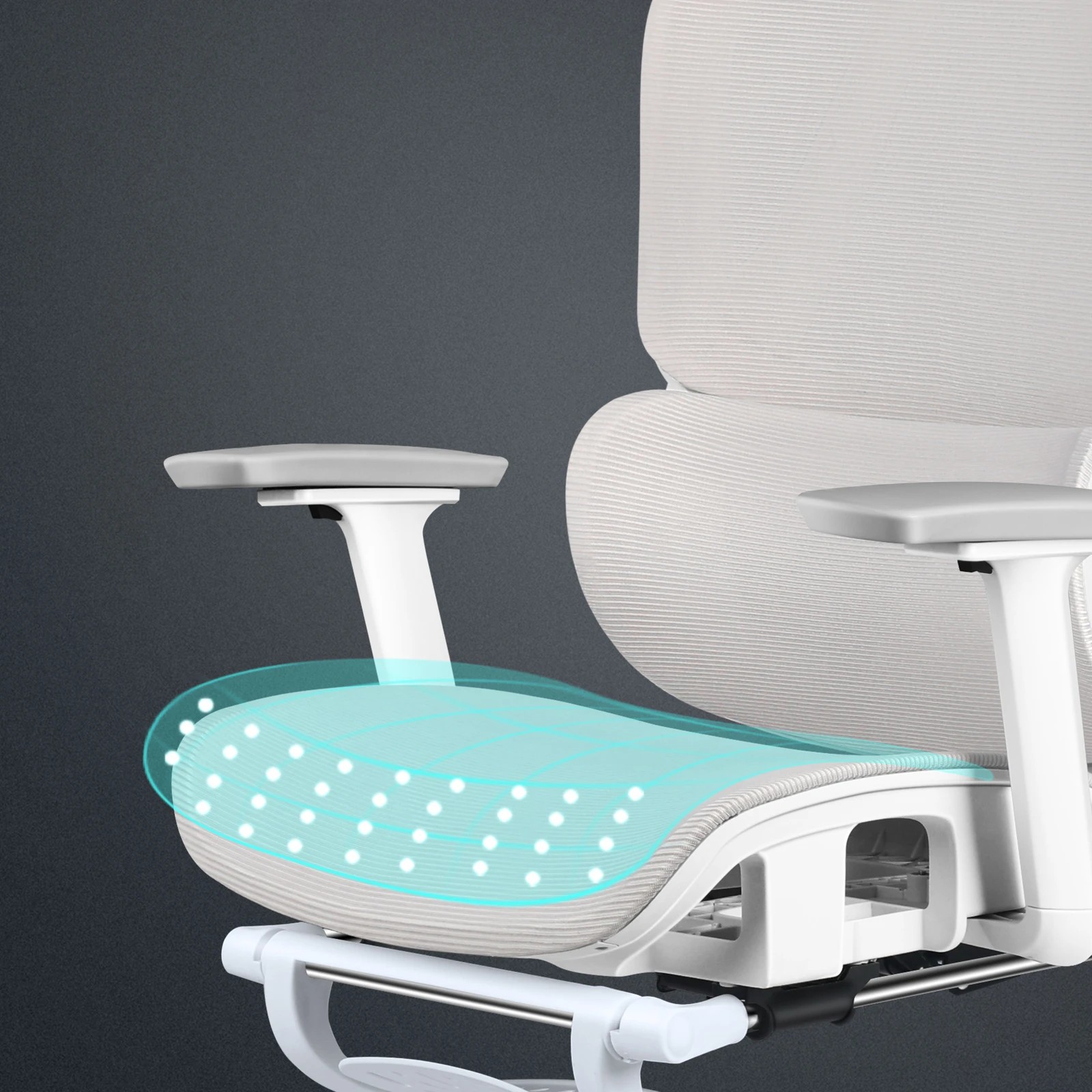 7 Alfordson Ergonomic Office Chair Mesh Seat Desk Computer Gaming - White Grey, 7 of 9