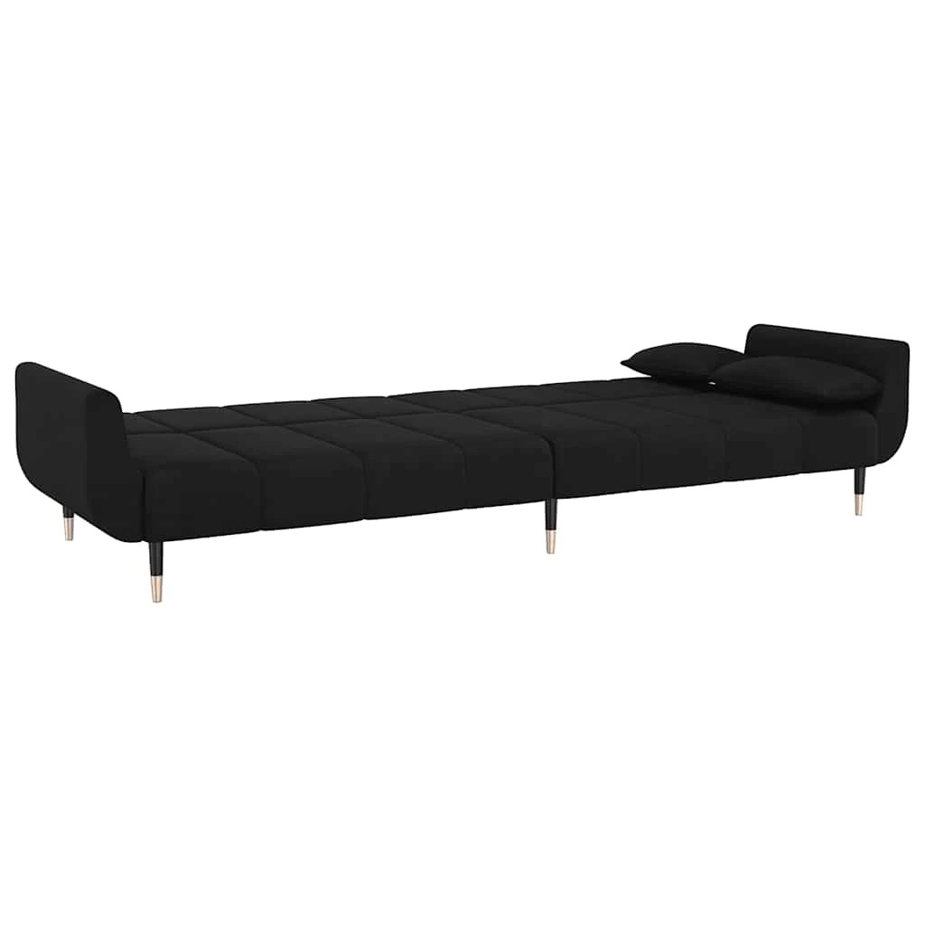 5 vidaXL 2-seater Sofa Bed With Two Pillows Velvet - Black, 5 of 8