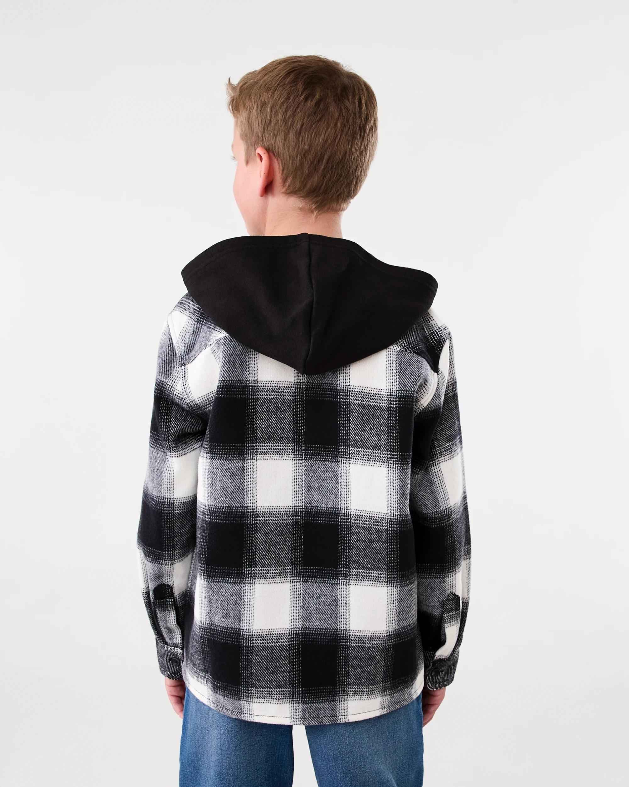 2 Long Sleeve Hooded Check Shirt Snw White, 2 of 8
