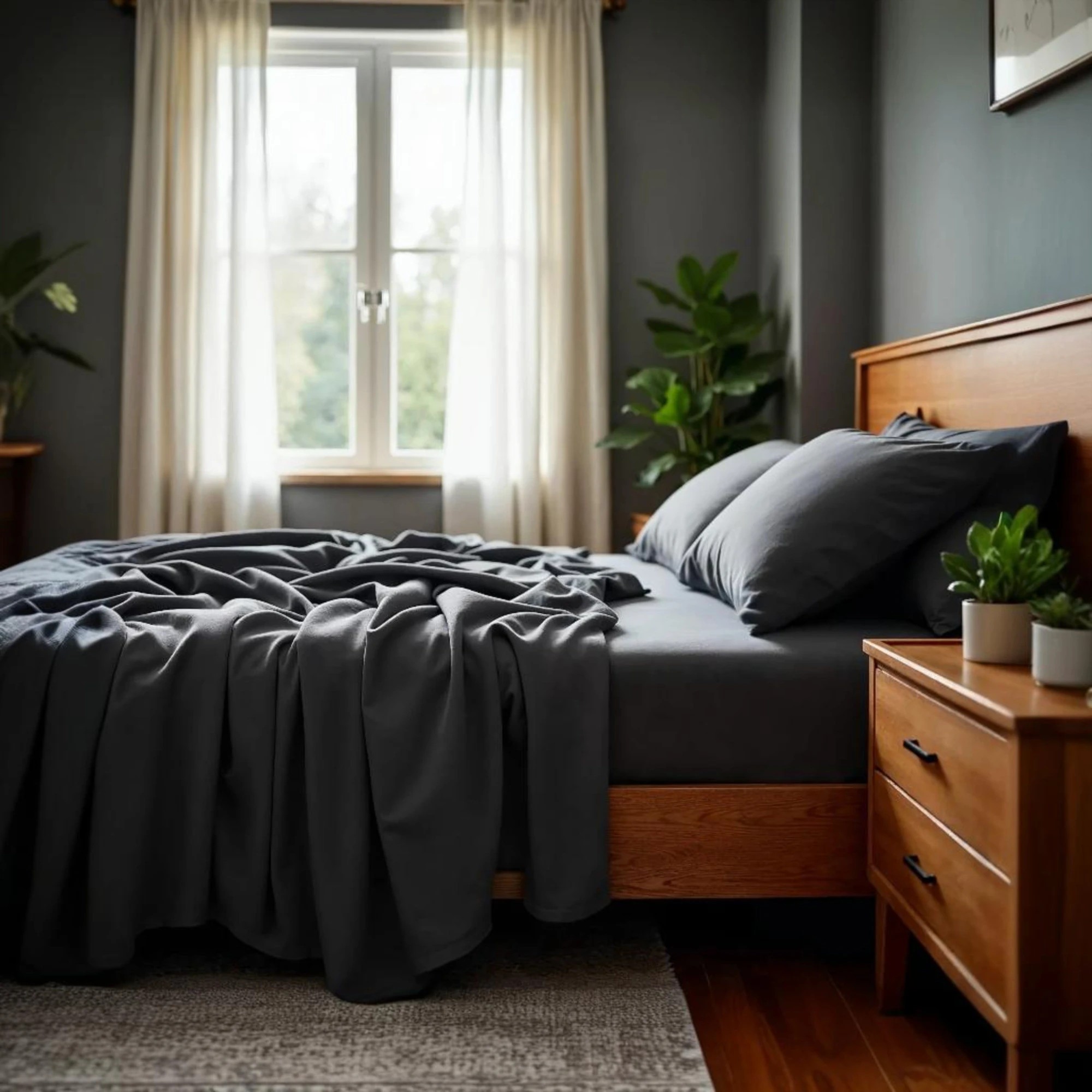 3 Royal Comfort 2000 Thread Count Bamboo Cooling Sheet Set Ultra Soft Bedding - King Single Bed - Charcoal, 3 of 4