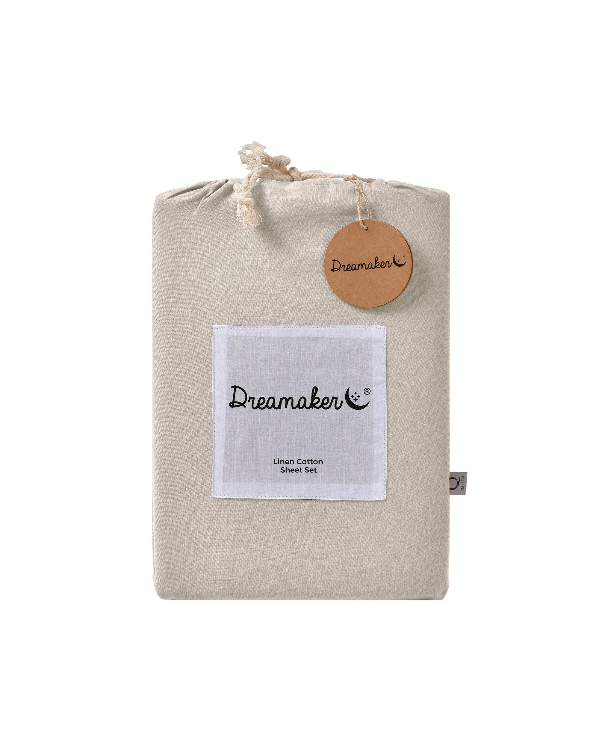 8 Dreamaker Linen Cotton Sheet Set - King Single Bed - Oatmeal, 8 of 9