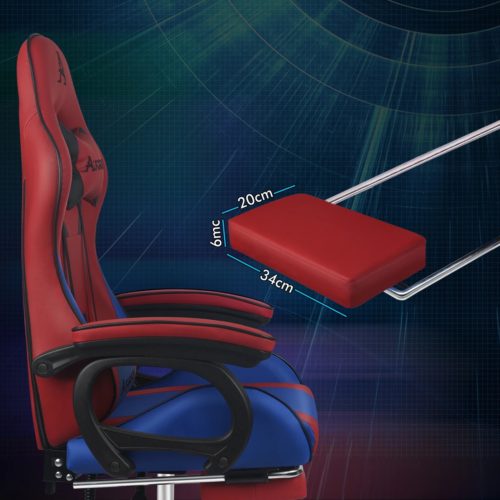 10 Alfordson Gaming Office Chair Racing Massage Computer Seat Footrest Leather - Red, 10 of 10