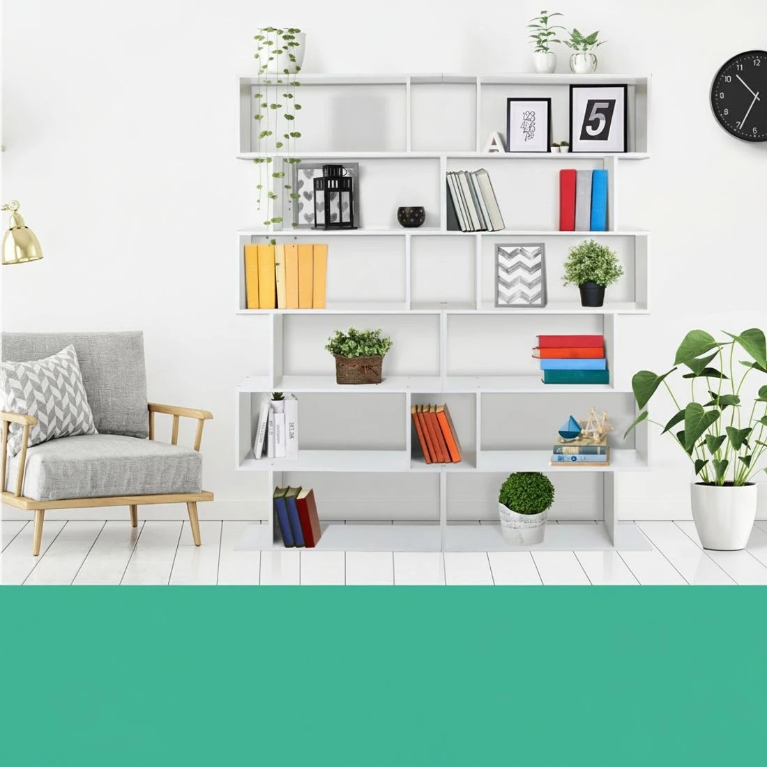 5 Artiss Bookshelf 6 Tiers - White, 5 of 6