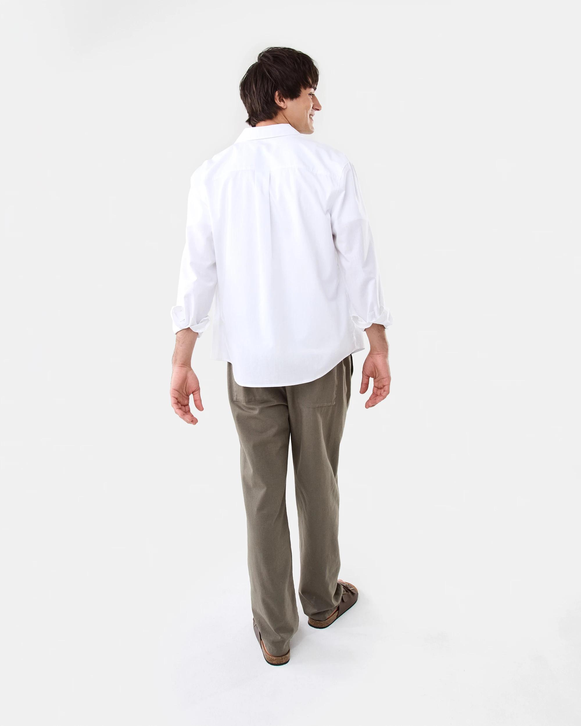 4 Long Sleeve Cotton Linen Shirt WHITE, 4 of 7