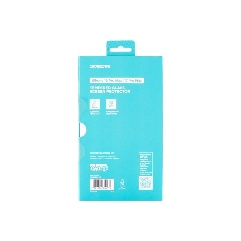 2 J.Burrows iPhone 17 Pro Max Tempered Glass Screen Protector, 2 of 5