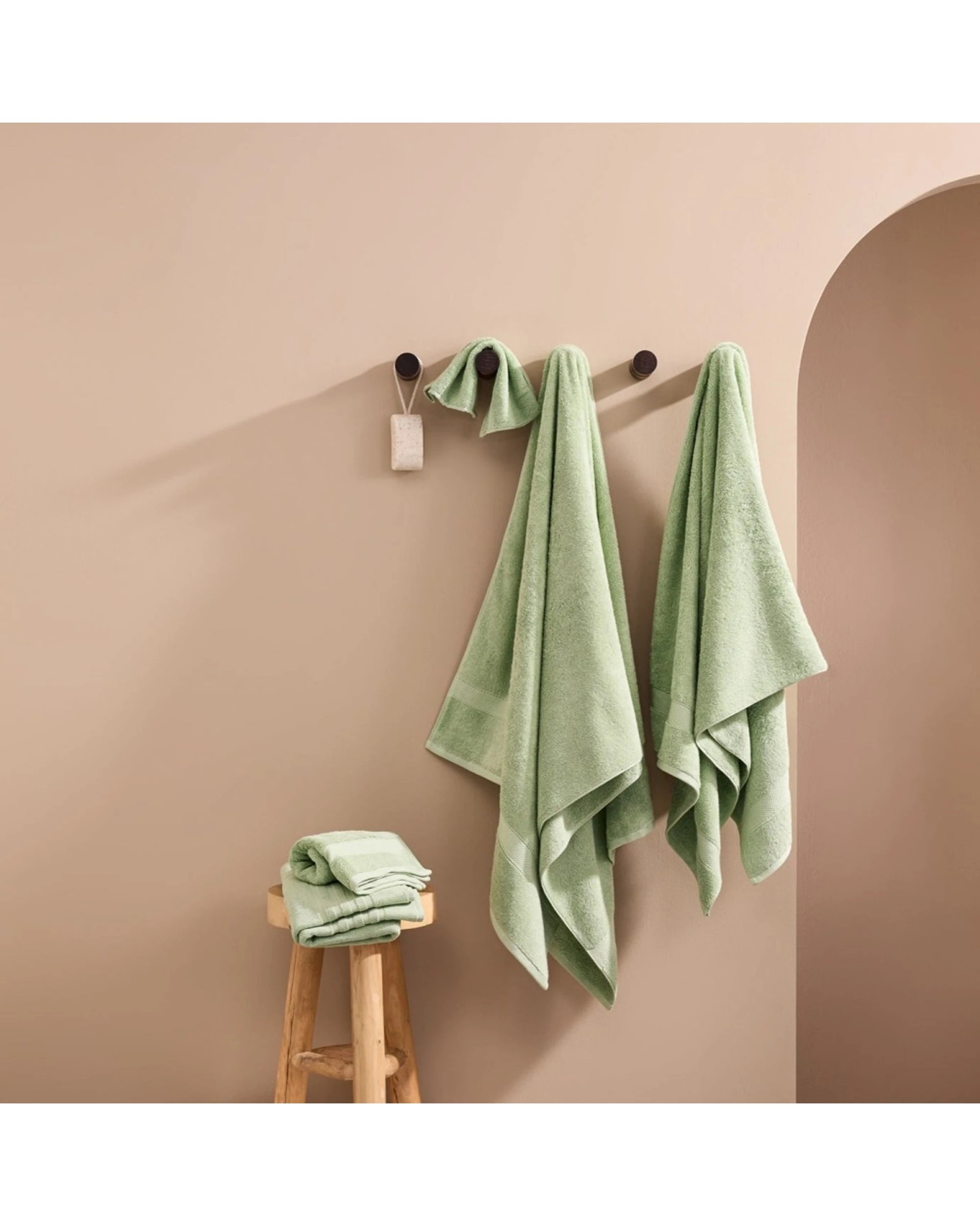 3 Bedding co 5pc Egyptian Cotton 700GSM Luxury Towel Set Plush Earthy - Green, 3 of 4