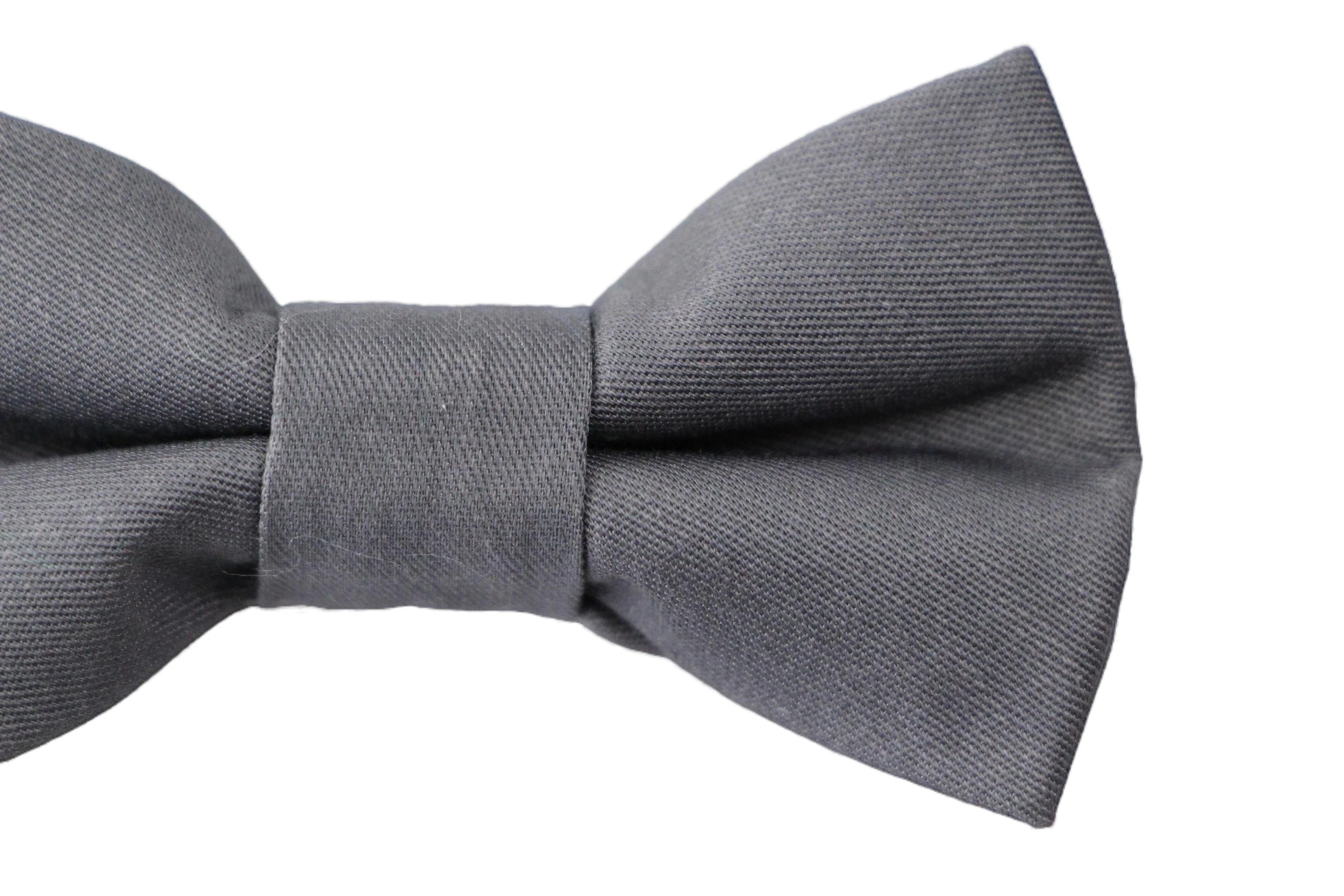 2 Zasel Boys Toddlers Quality Dark Grey Plain Cotton Bow Tie - Grey, 2 of 3