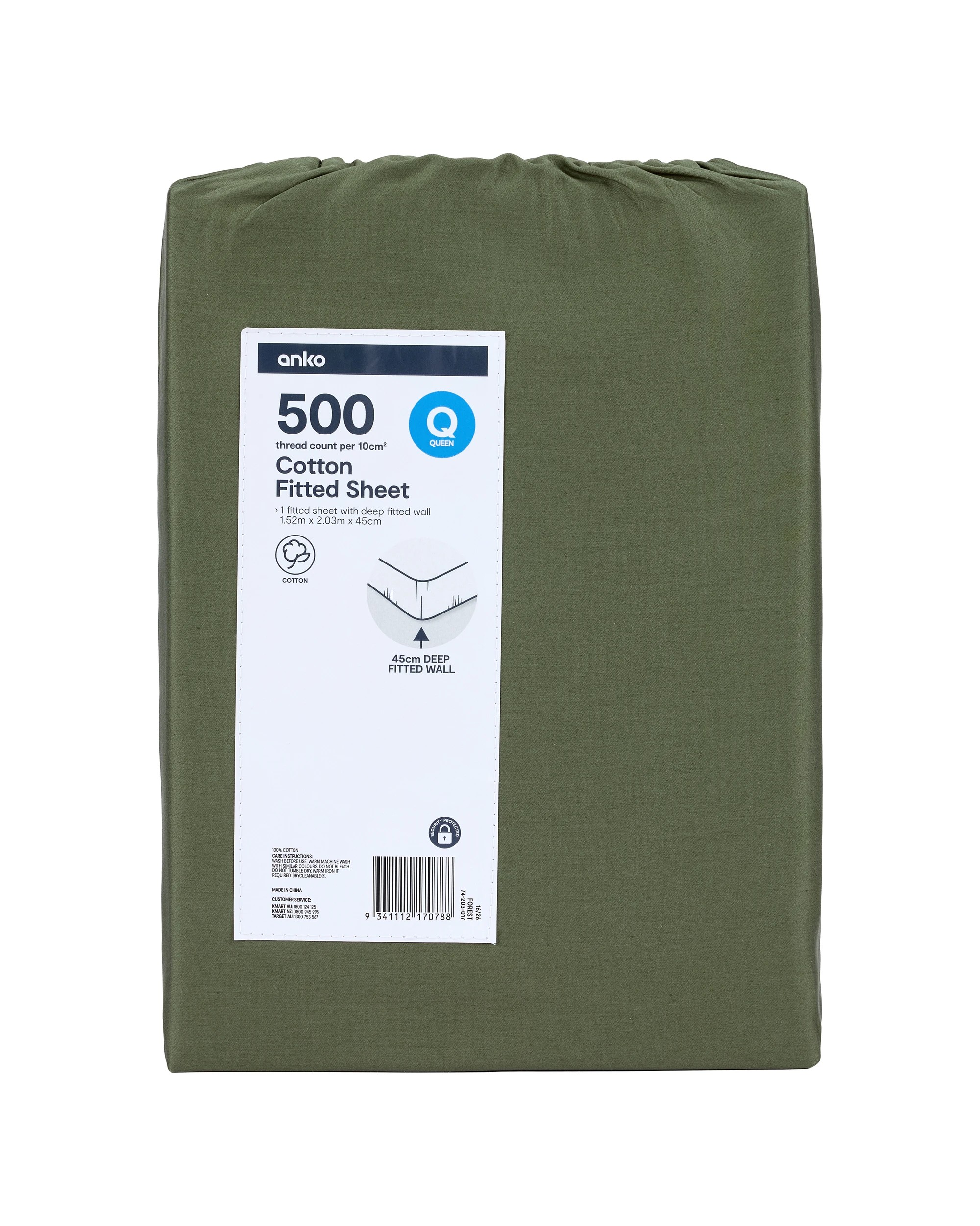 6 500 Thread Count Cotton Fitted Sheet - Queen Bed, Forest, 6 of 6