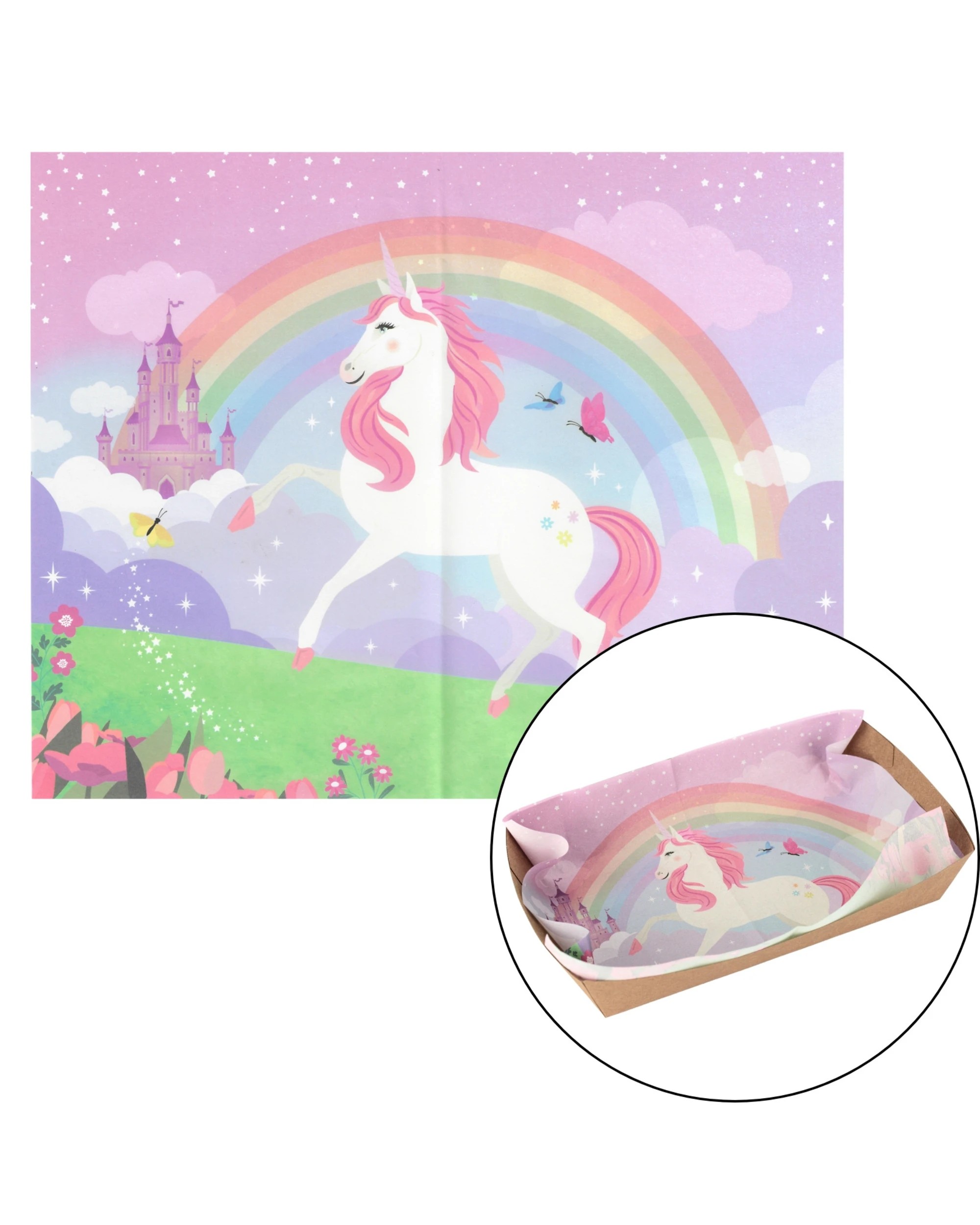 1 Artwrap Mystical Unicorn Grease Proof Paper Plate Tray Liners 8 Sheets - Multi, 1 of 5