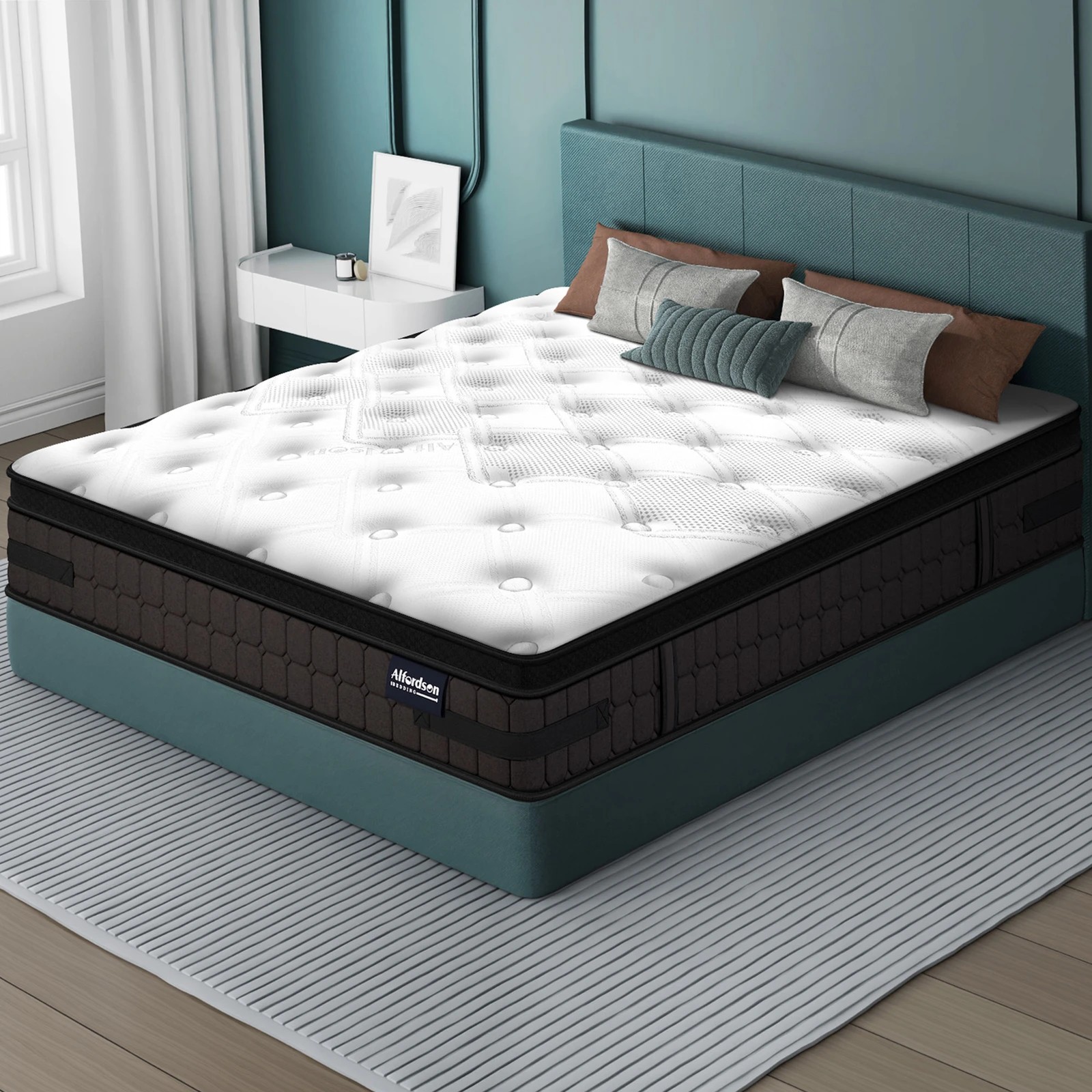 8 Alfordson Mattress 26cm Bonnell Spring Medium Firm Double-Sided EuroTop - King Bed, 8 of 9