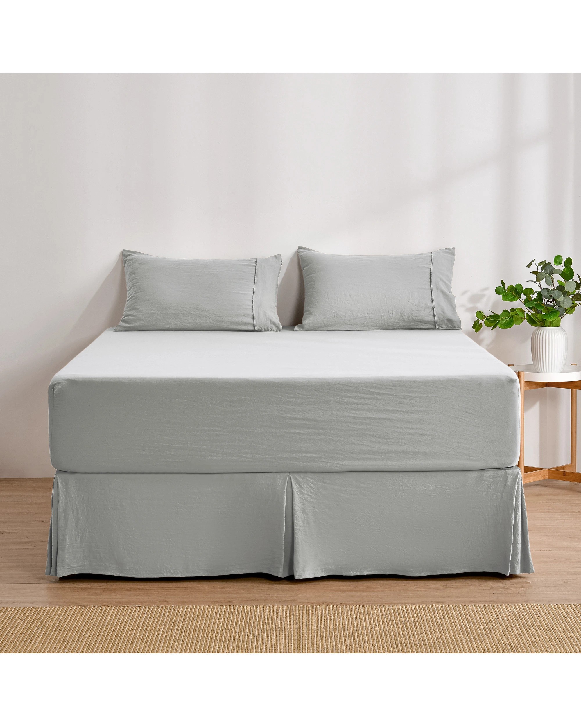 2 Dreamaker Superfine Washed Microfibre Pleated Valance - Super King Bed - Dove Grey, 2 of 9