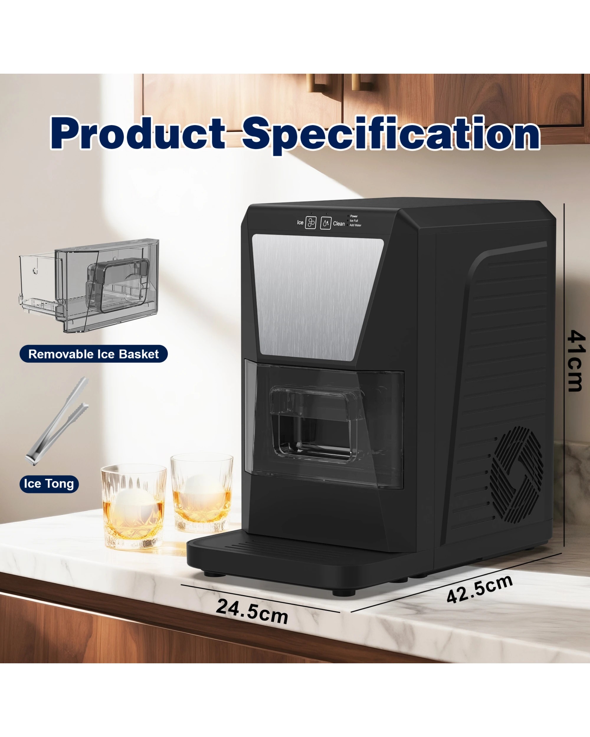 8 Advwin Sphere Ice Maker Machine, 50mm Round Ice Ball Maker For Whiskey & Cocktails, Clear Ice Machine, 8 of 8