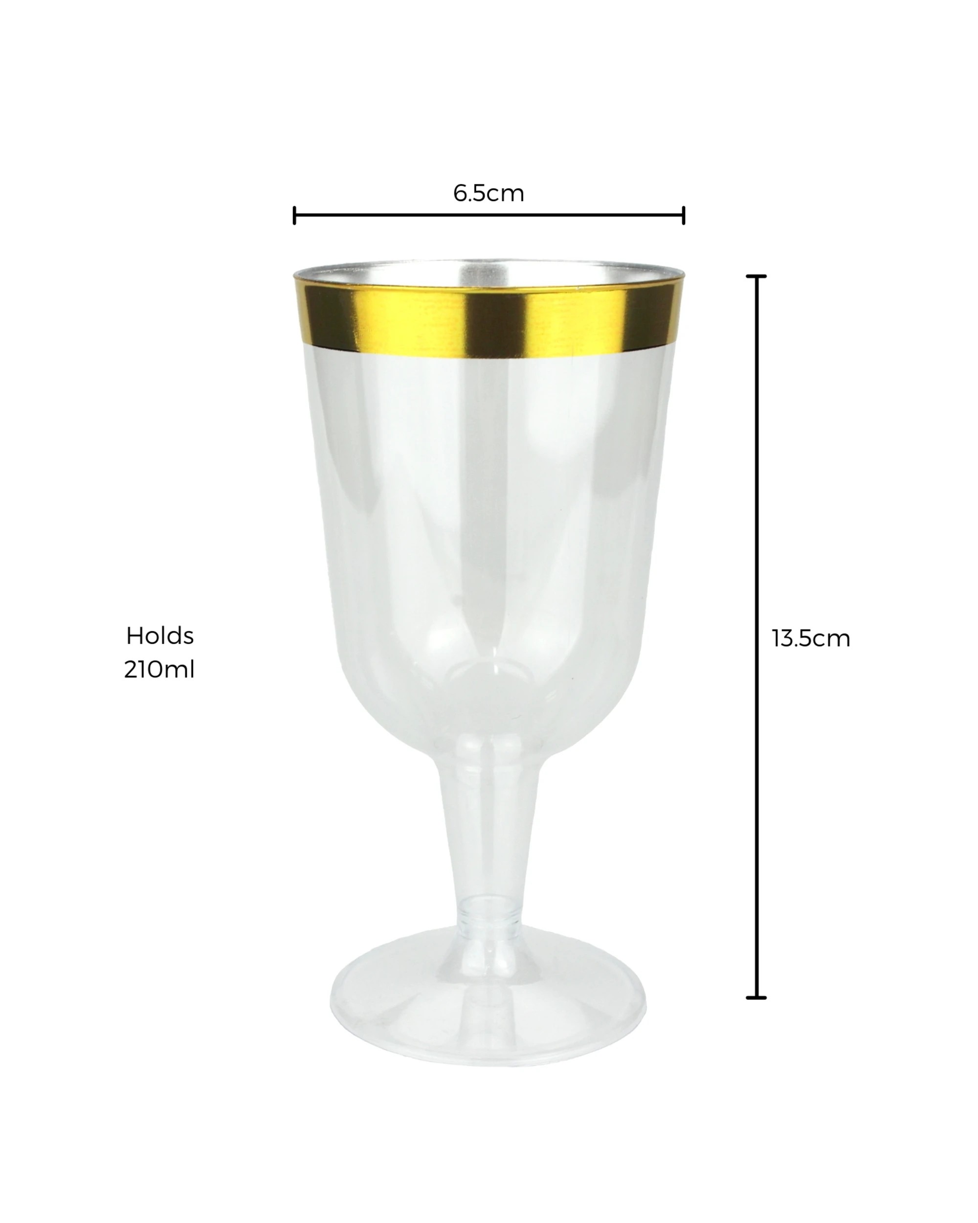 2 Partyware Gold Trim Plastic Wine Glasses Pack of 6 - Gold, 2 of 3