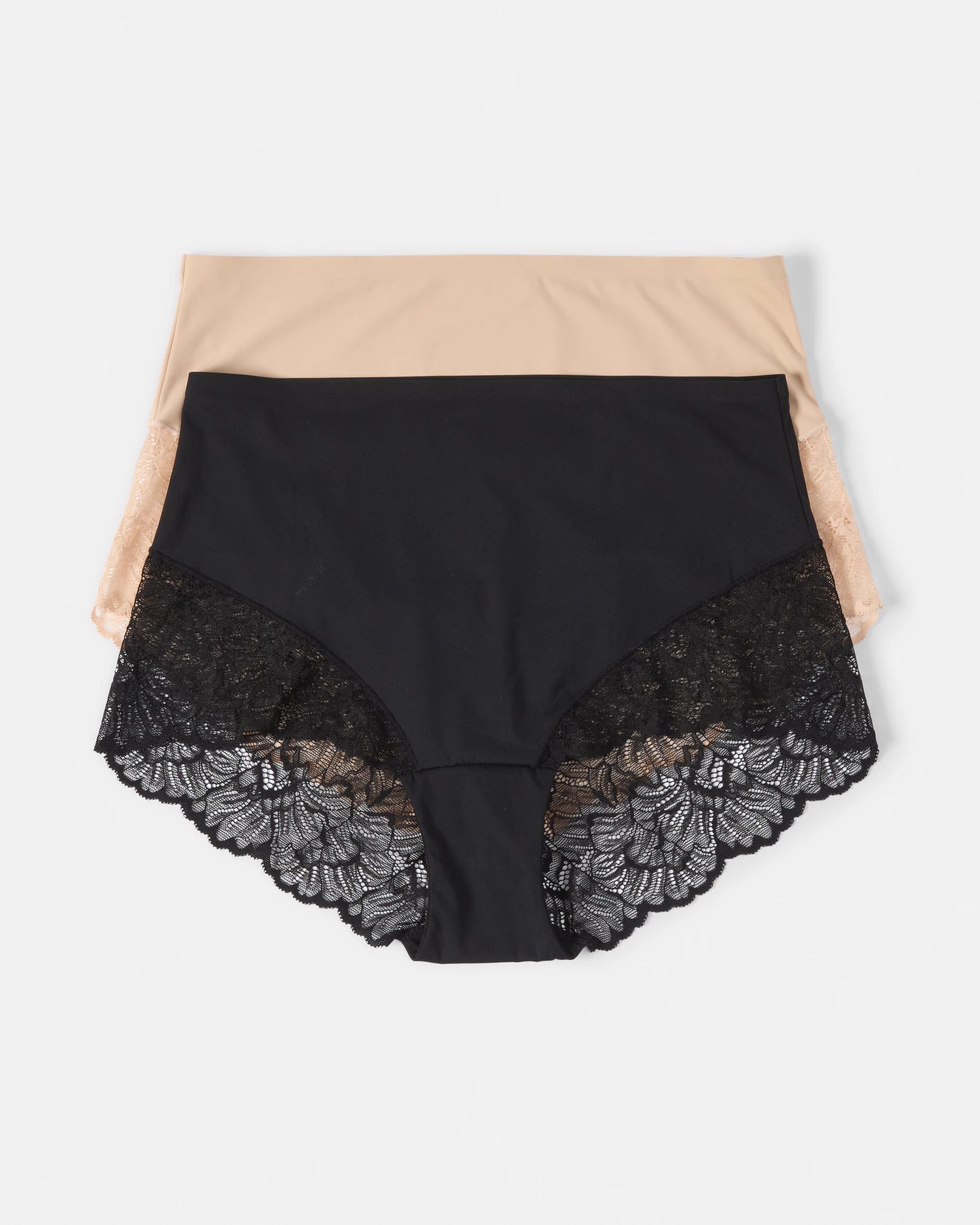 1 2 Pack No Show Lace Full Briefs Lf Bk, 1 of 7