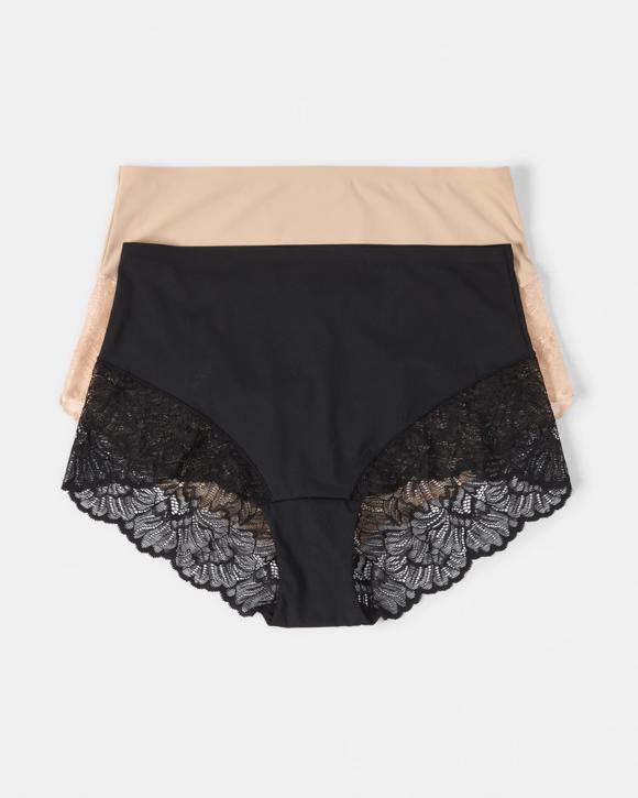 2 Pack No Show Lace Full Briefs