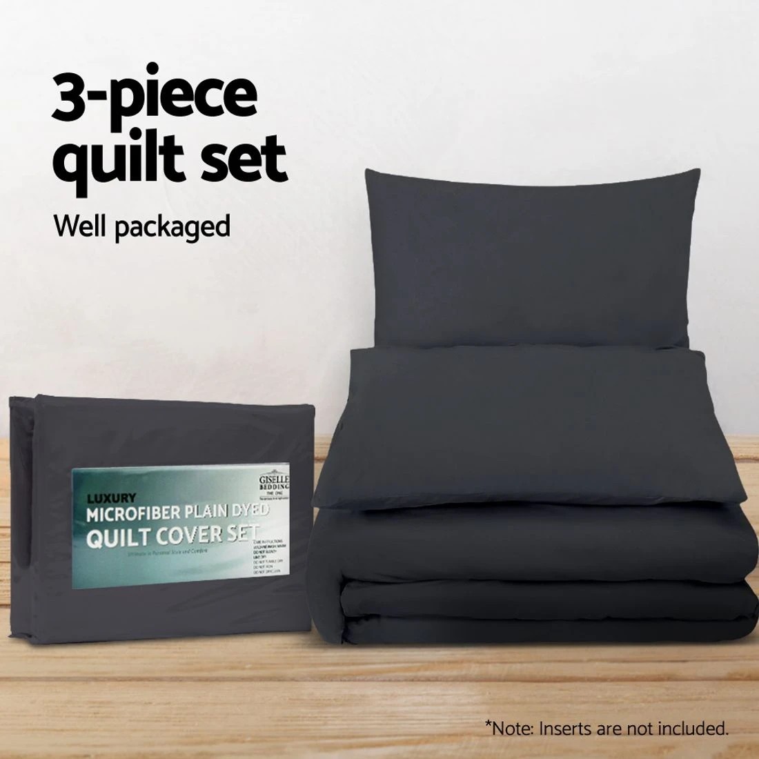 6 Giselle Bedding Quilt Cover Set Classic  Super King - Super King Bed - Black, 6 of 8