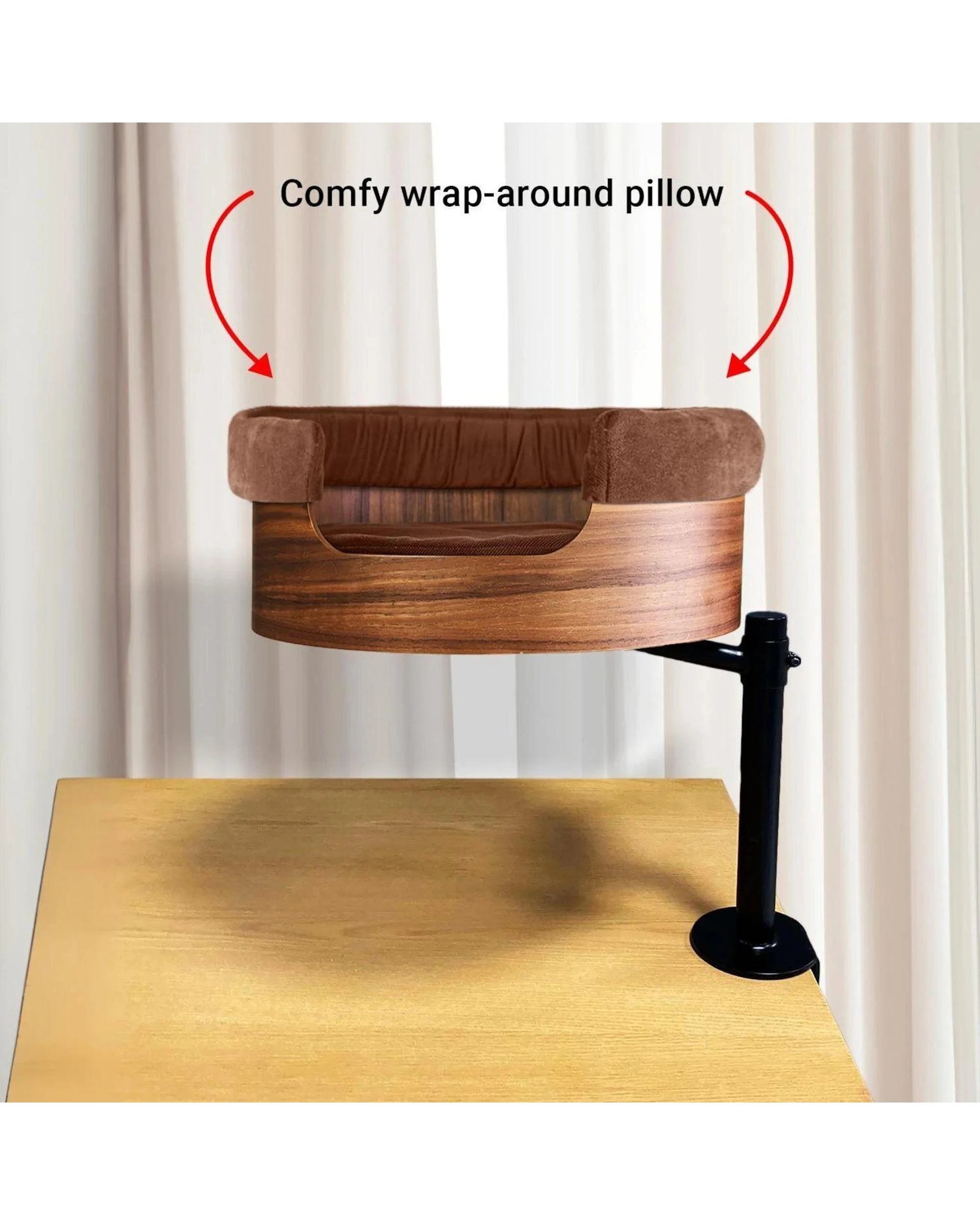 1 Desk Nest Wrap-Around Plush Cushion Pillow for Cat Beds Coffee - Brown, 1 of 2