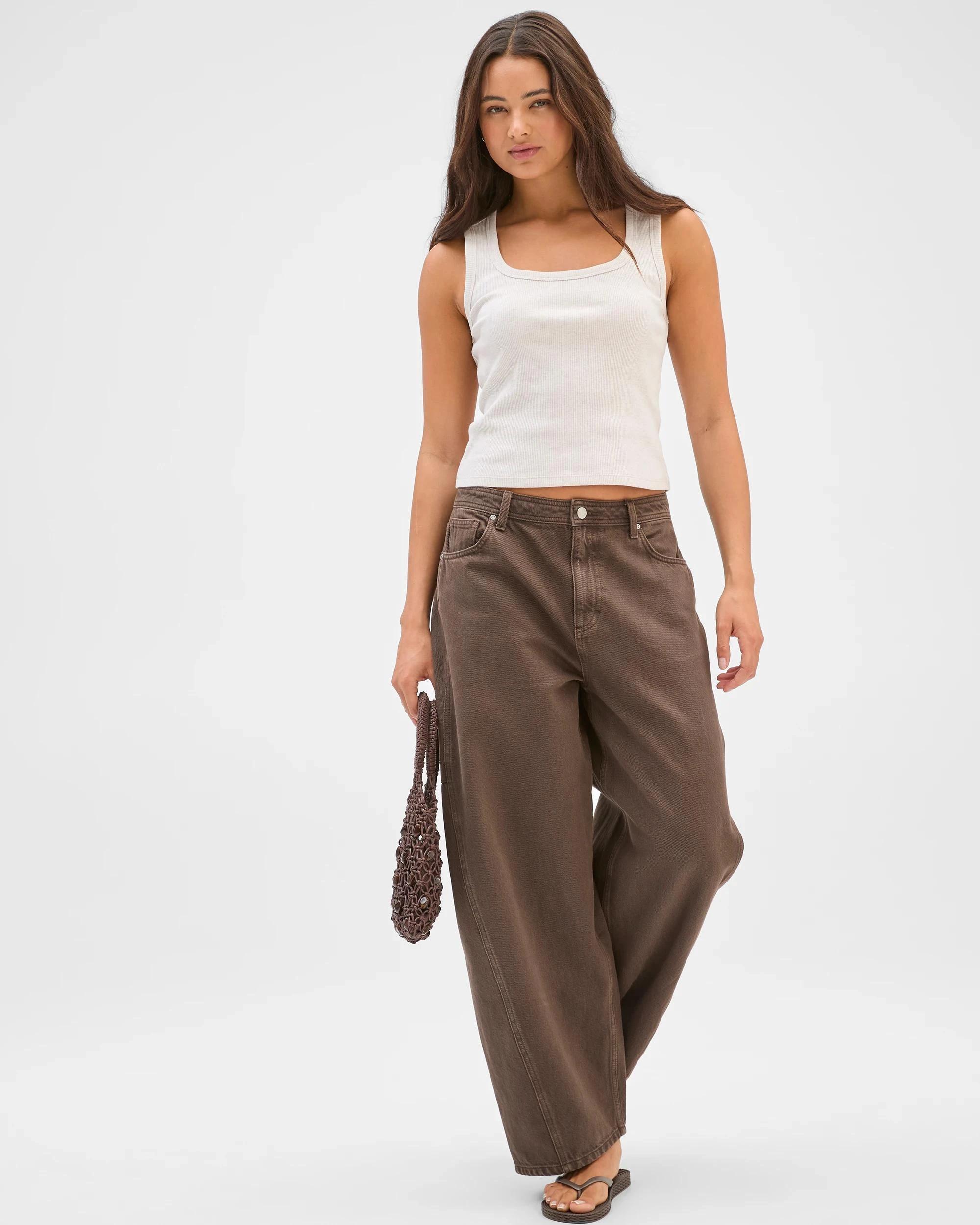 2 Target Woman Lily Loves Australian Cotton Ribbed Scoop Neck Tank Top OATMEAL MARLE, 2 of 6