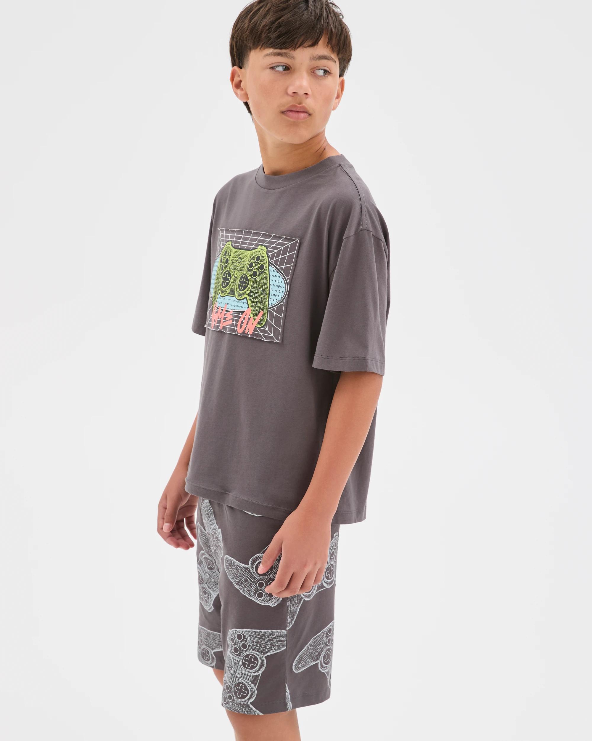 3 Target Kids Australian Cotton Older Boys Oversized Applique Knit Pyjama Set GAMING, 3 of 6