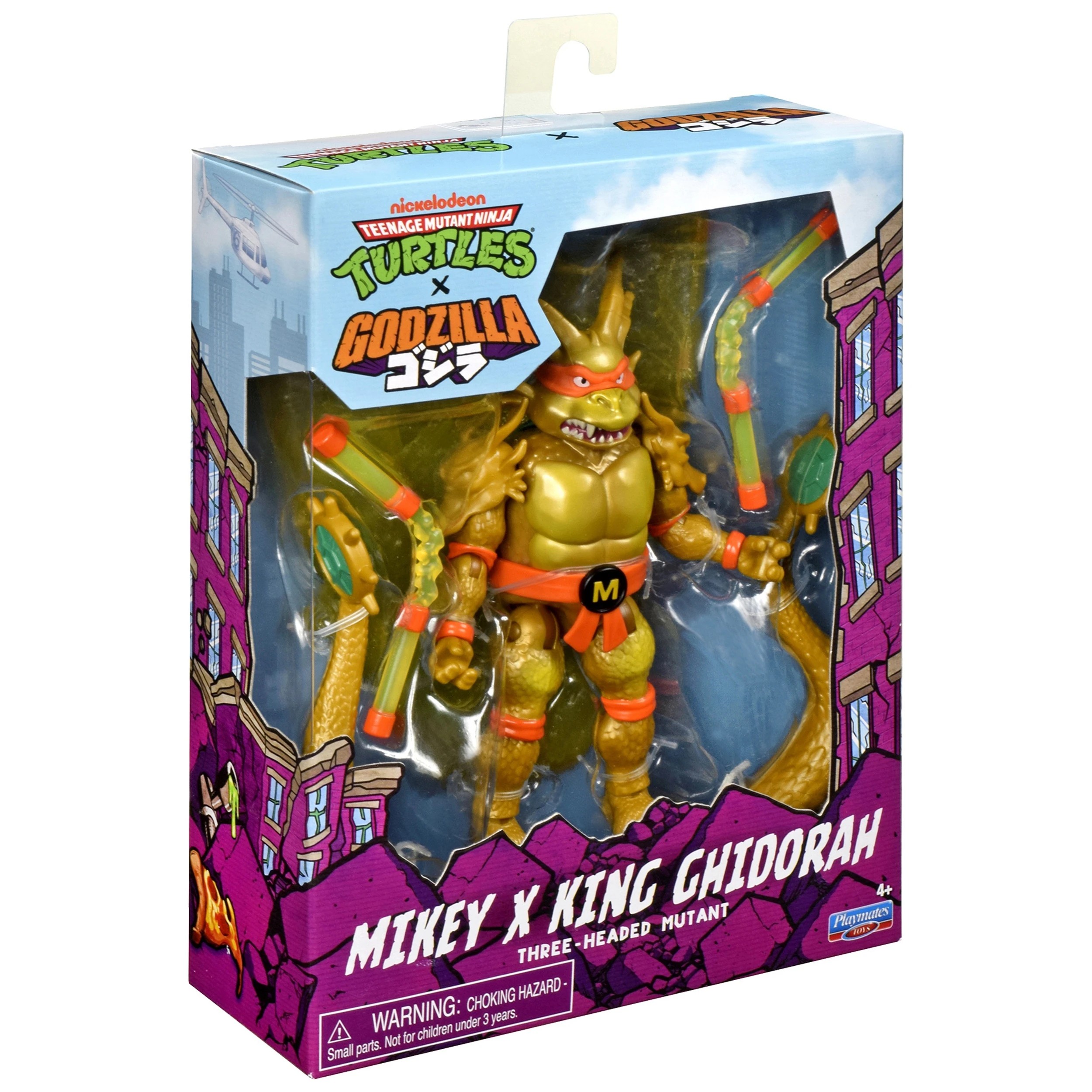 4 TMNT Teenage Mutant Ninja Turtles x Godzilla Figures - Michelangelo x King Ghidorah - Multi, 4 of 5