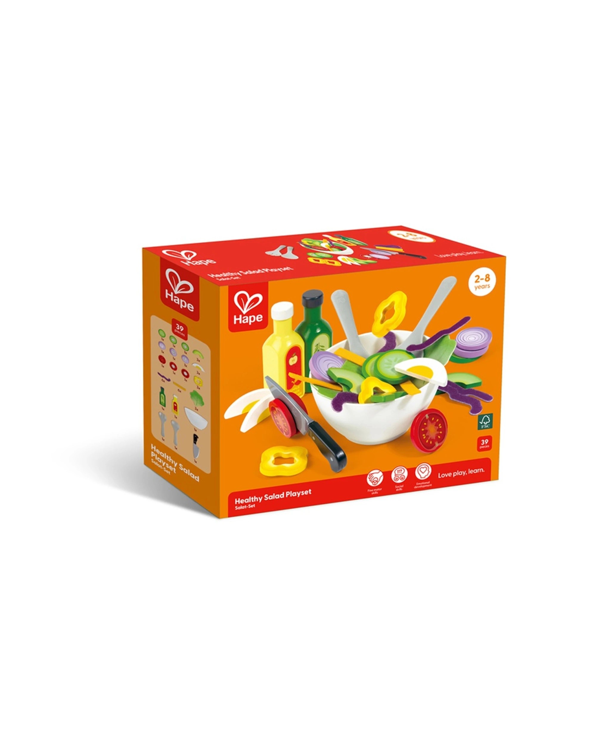 2 Hape Healthy Salad Playset Wooden Toy Slicing Vegetables Bowl Dressing - Multi, 2 of 4