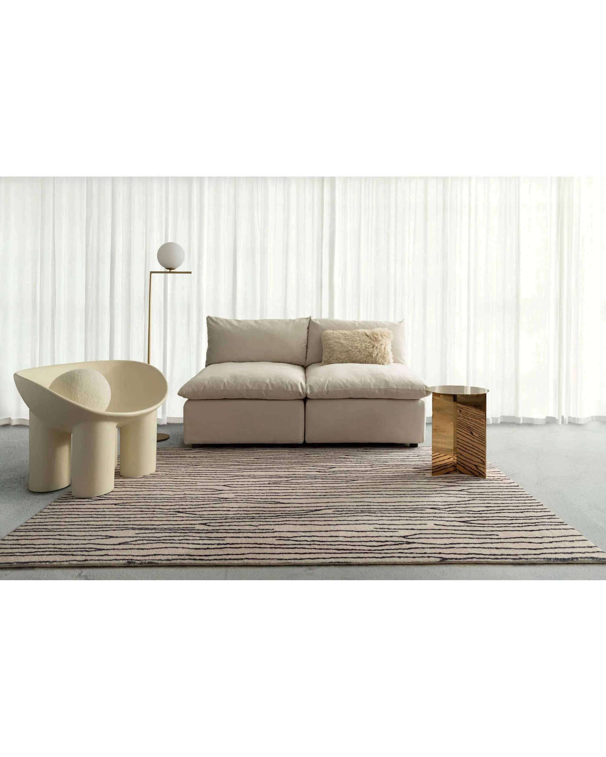 2 Loopsie Wana Stripe Washable Rug-230cm x 160cm - Beige, 2 of 6