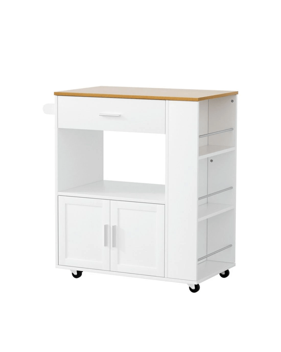Artiss Kitchen Island Trolley Rolling Serving - White
