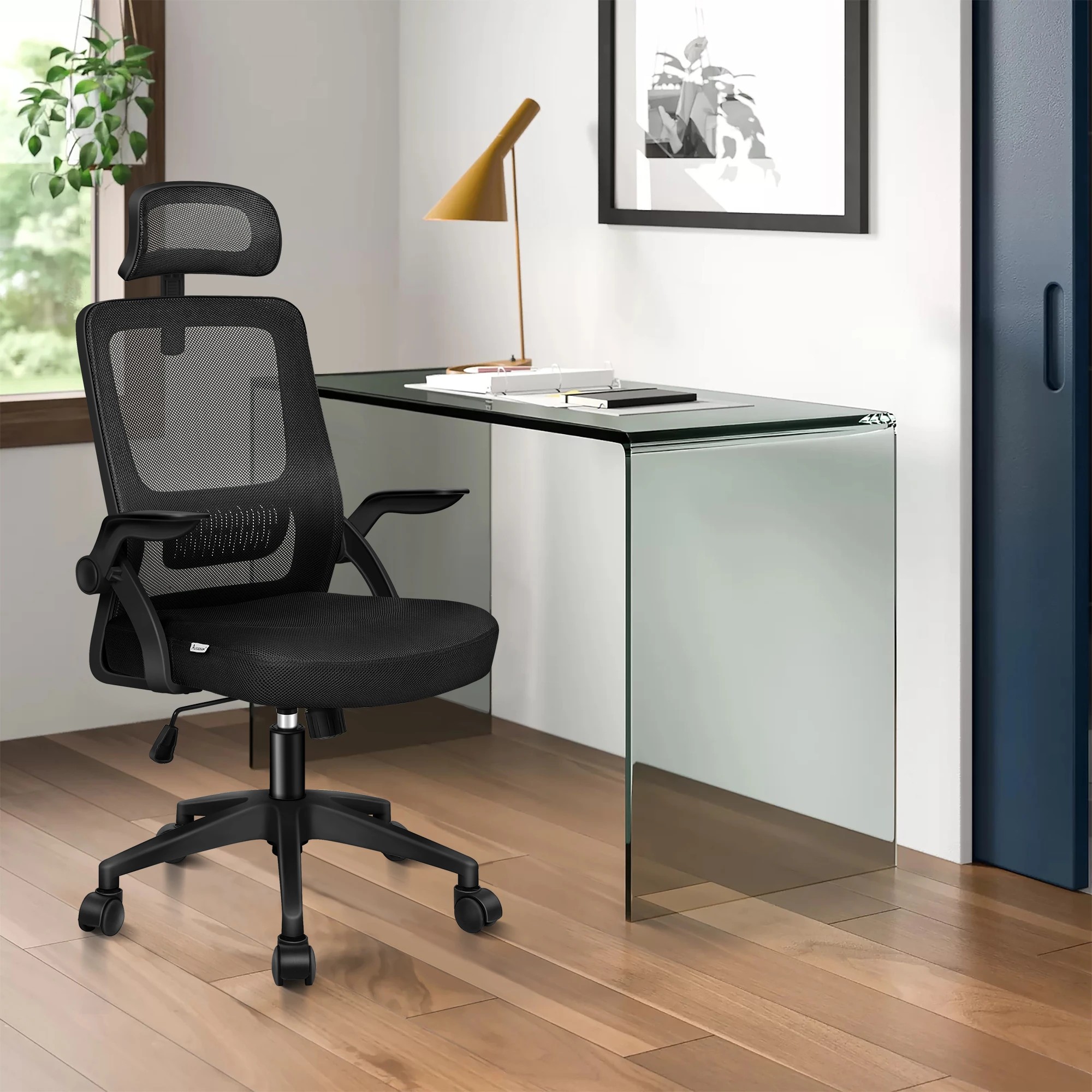6 Alfordson Mesh Office Chair Fabric Seat Tilt Gaming - Black, 6 of 9