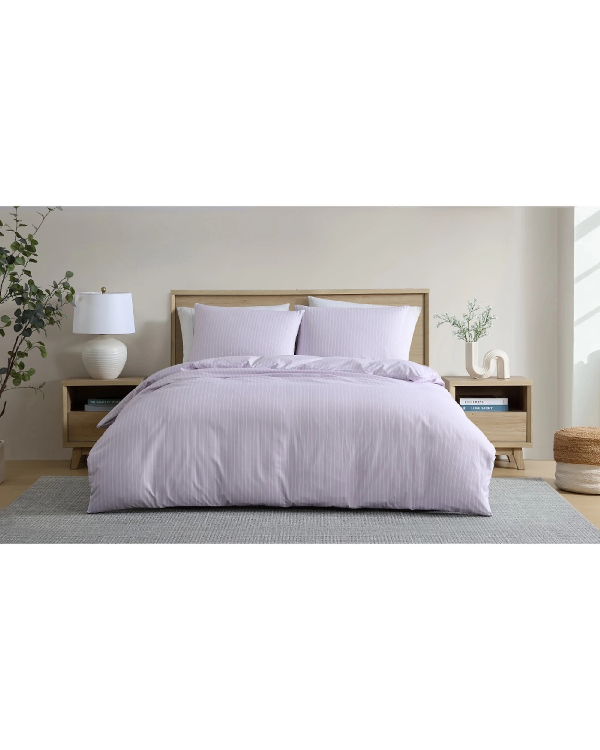 1 Ardor Finley Stripe Polyester Quilt Cover Set Home Bedding Double Bed Periwinkle - Purple, 1 of 1