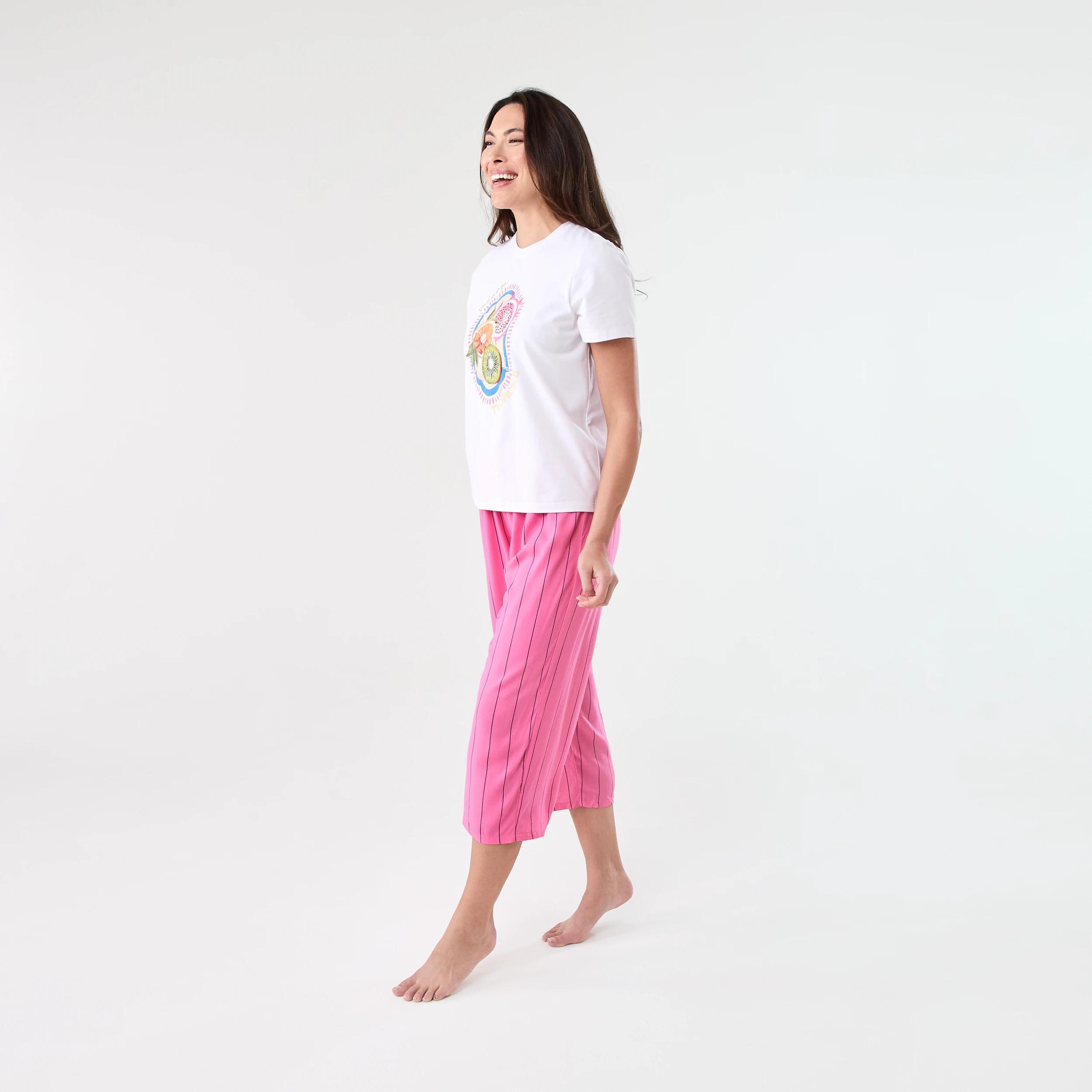 2 Print Knit T-shirt and 3/4 Woven Pants Pyjama Set Tropicale, 2 of 7